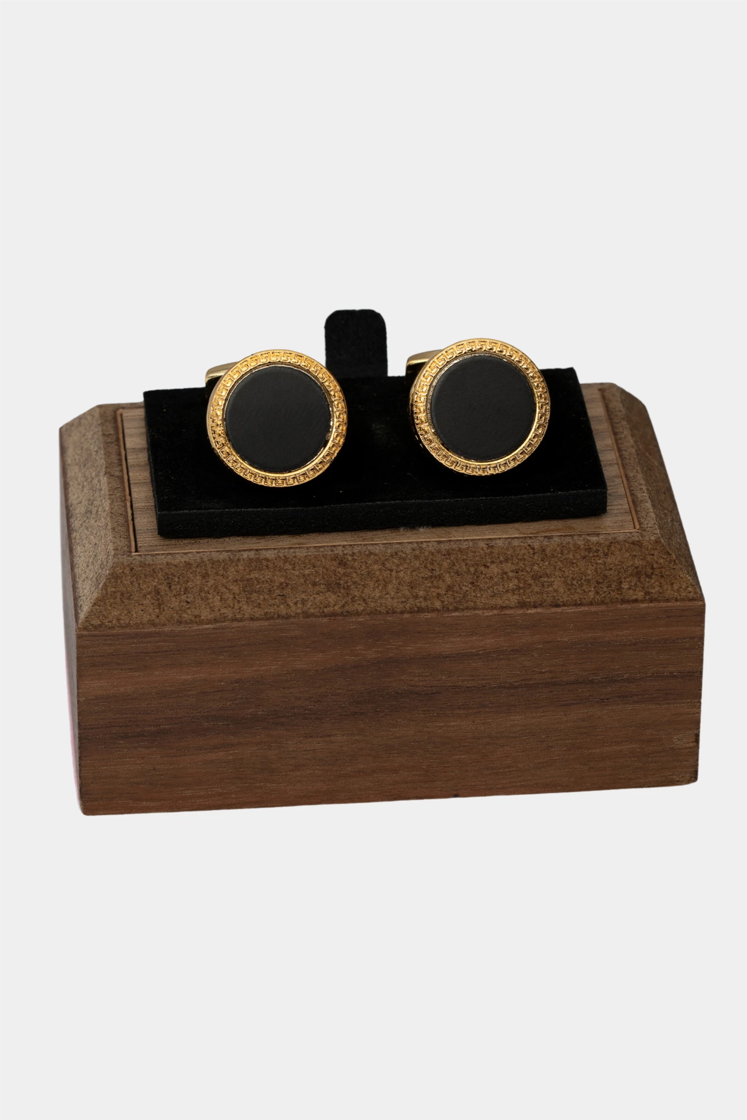 Goldene Manschettenknoepfe aus italienischem Metall Round Design