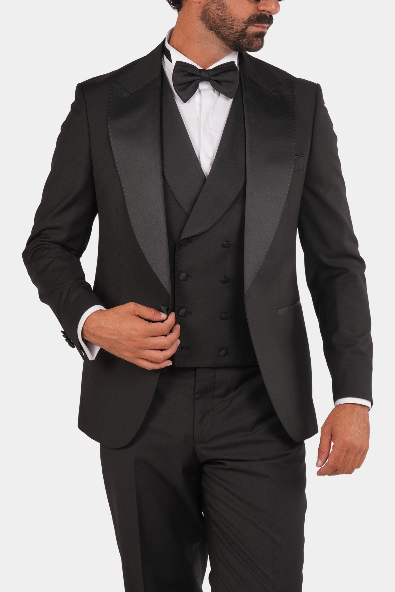 Schwarzer Slim Fit Einreihiger Smokinganzug