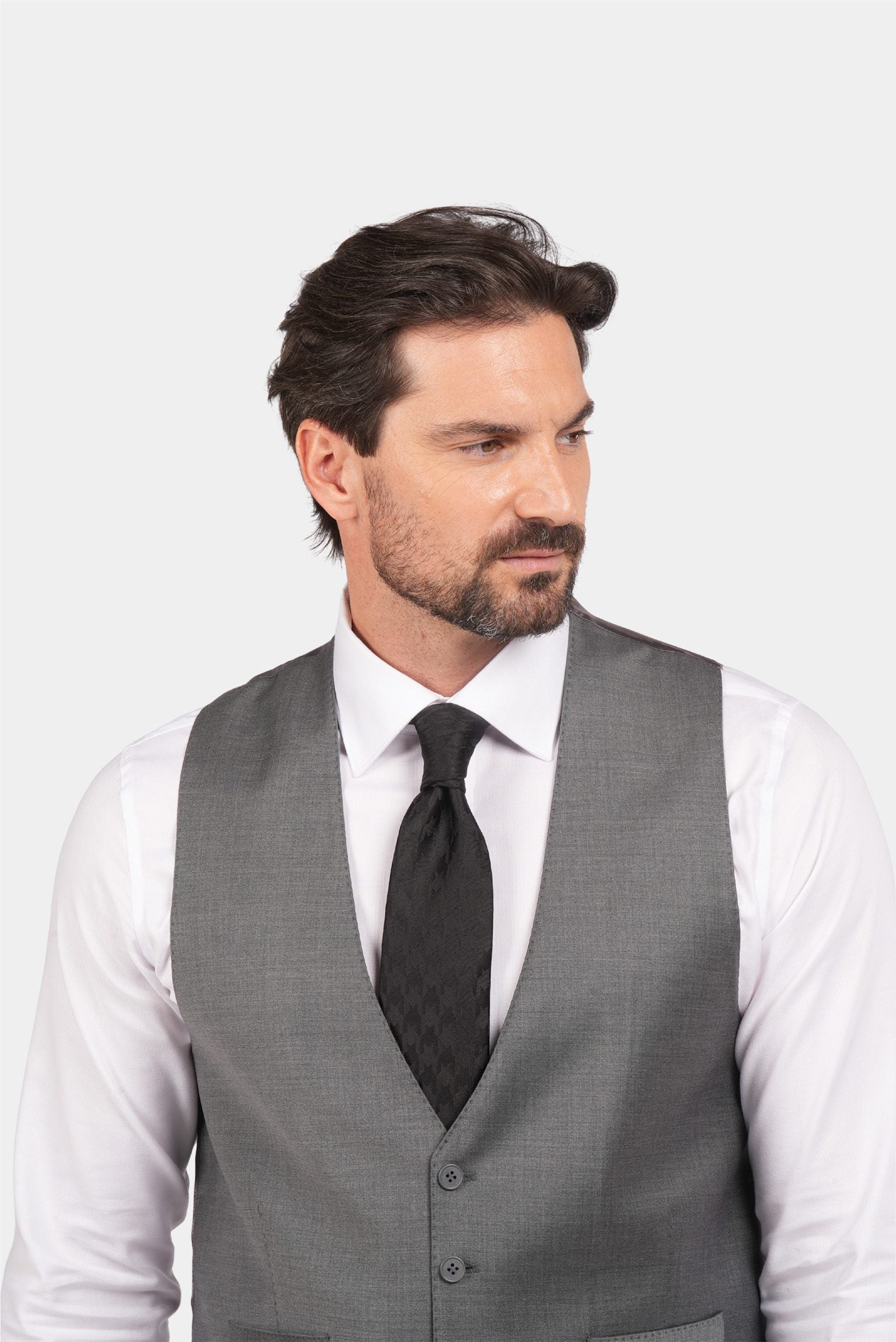 Grauer Modern Fit Einreihiger Handarbeit