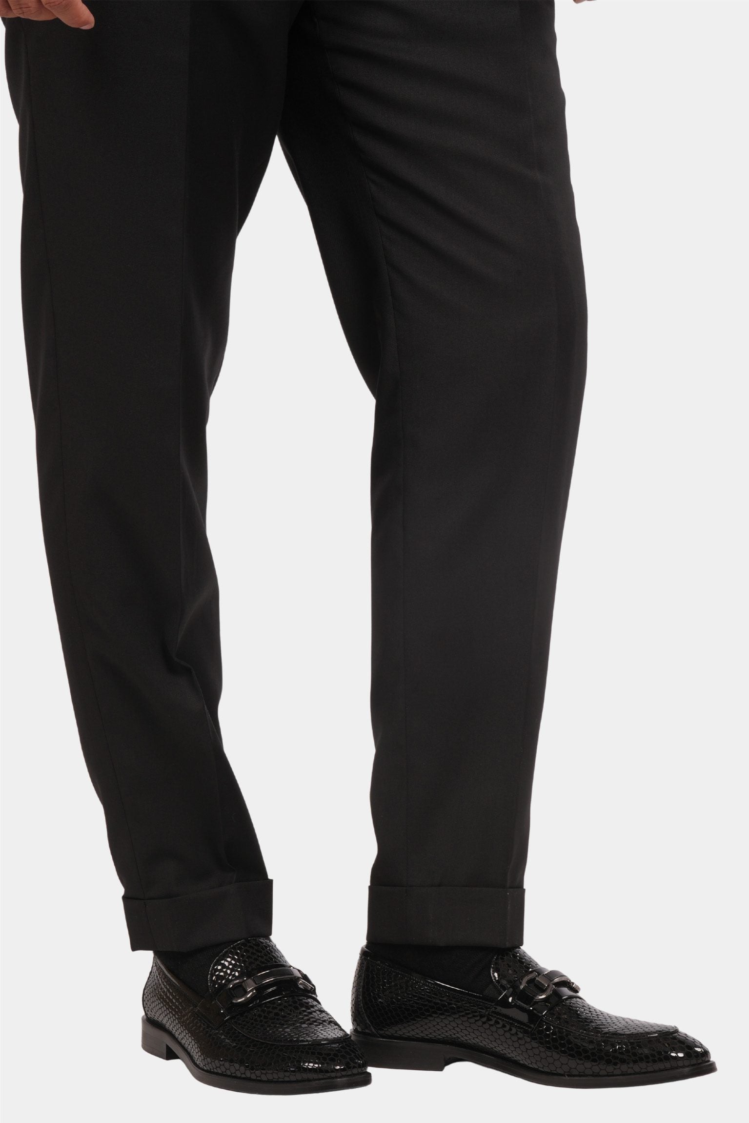 Smoking Herren Blau-Schwarz – Doppelreiher mit Satin-Revers & Struktur