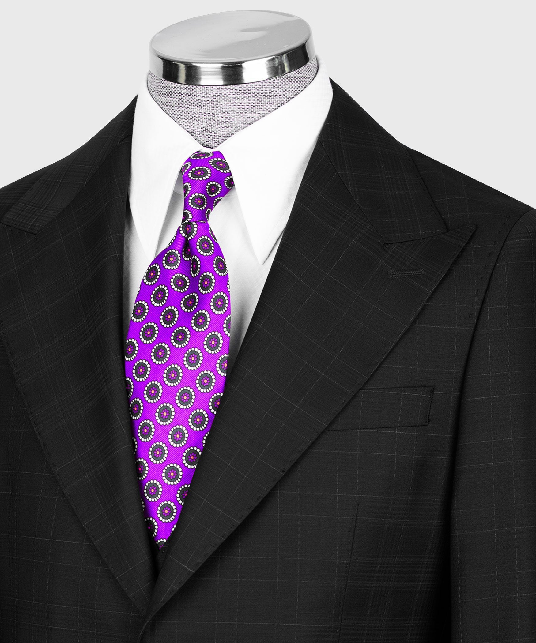 Schwarzer karierter Anzug, Modern Fit Einreiher