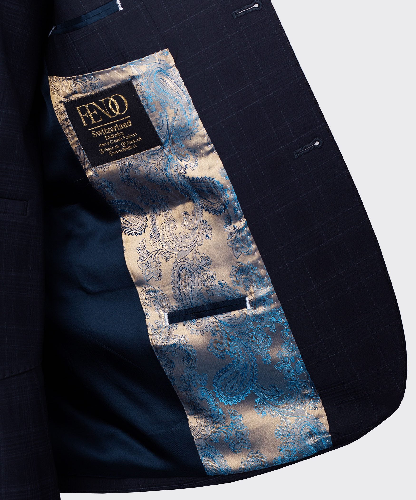 Dunkelblau karierter einreihiger Modern-Fit-Anzug