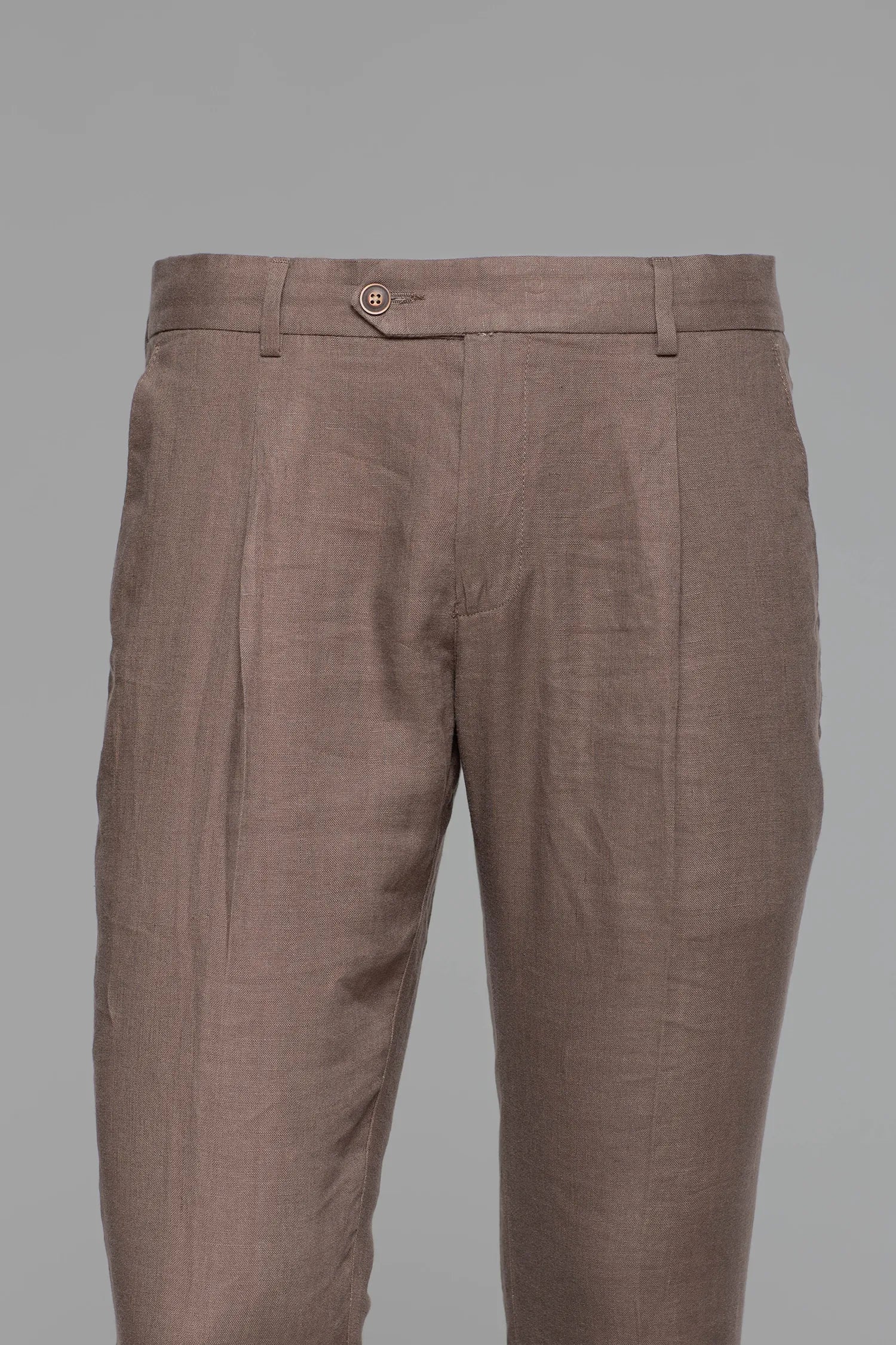 Braune Slim Fit Leinenhose