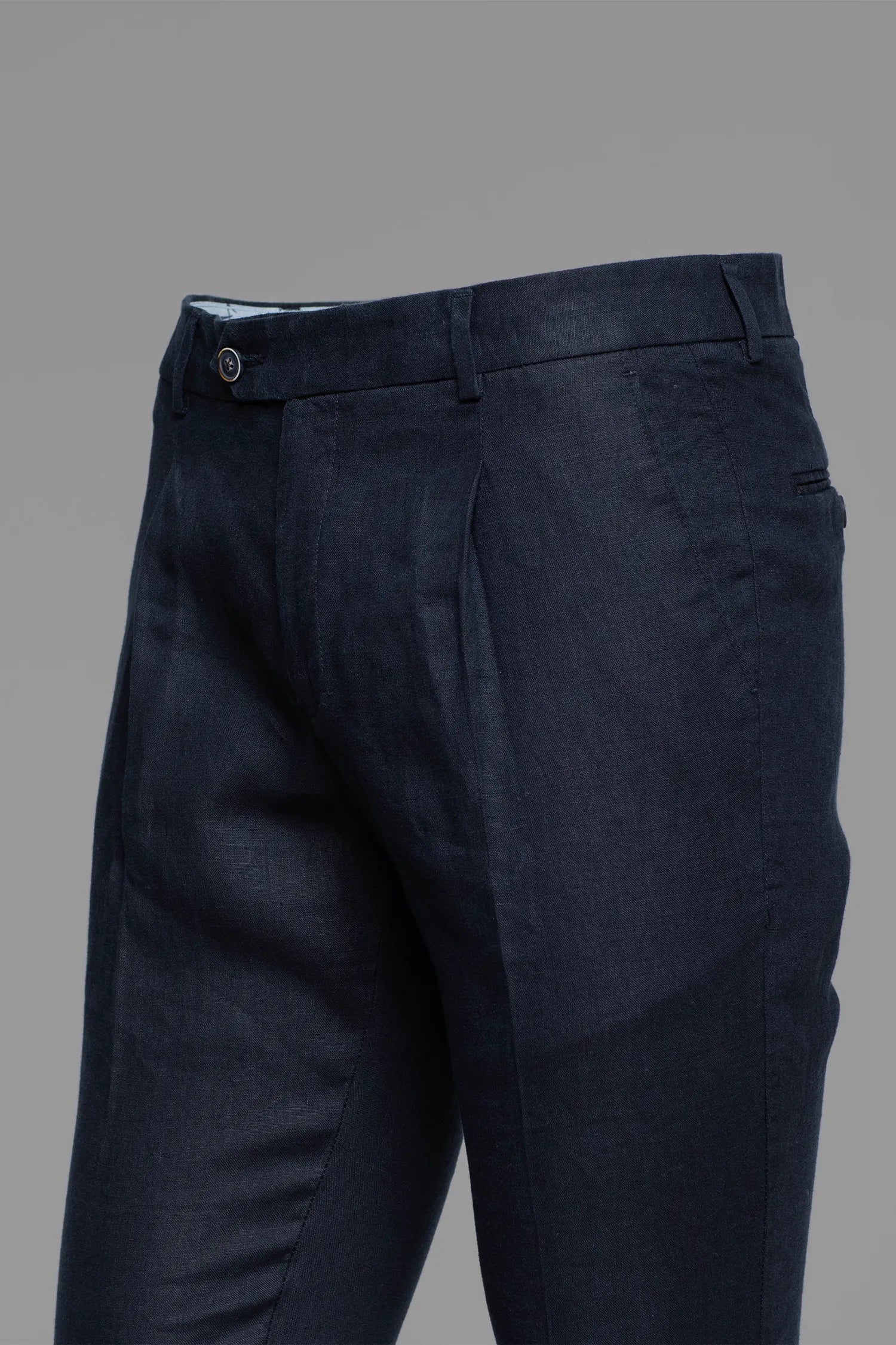 Dunkelblaue Slim Fit Leinenhosen
