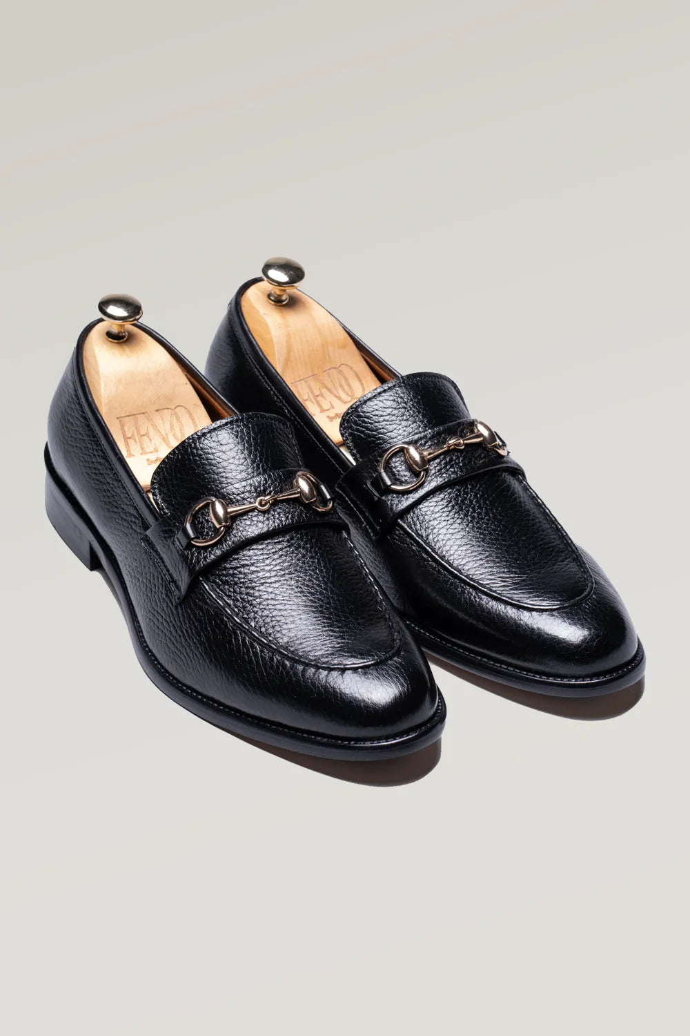 Schwarzes Hirschleder Horsebit Loafer-Schuh