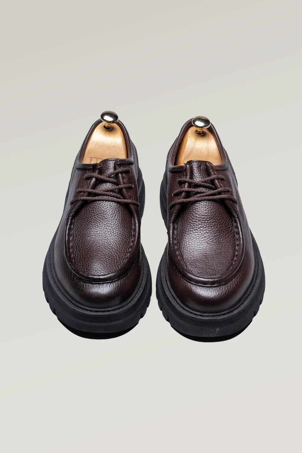 Brauner Hirschleder-Derby-Schuh