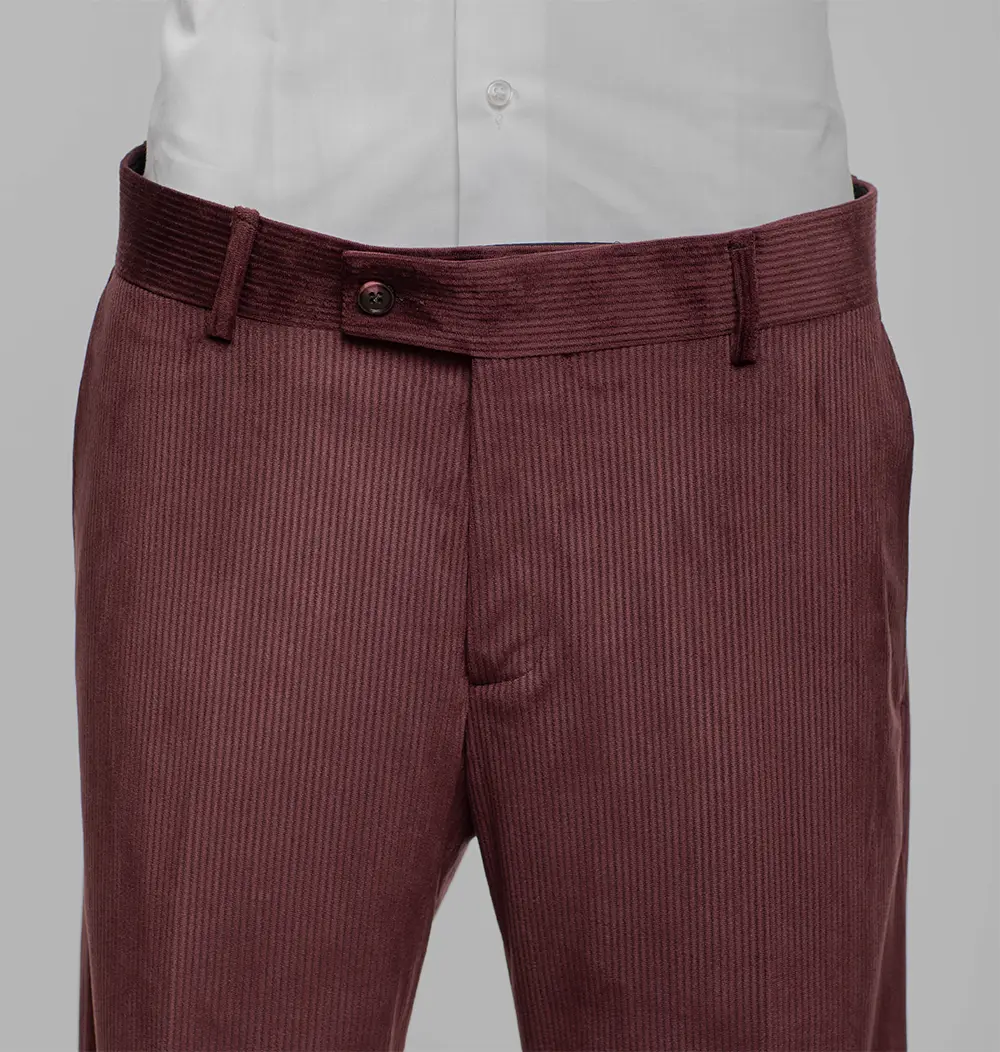 Bordeaux Cord Slim Fit Zweireiher Anzug