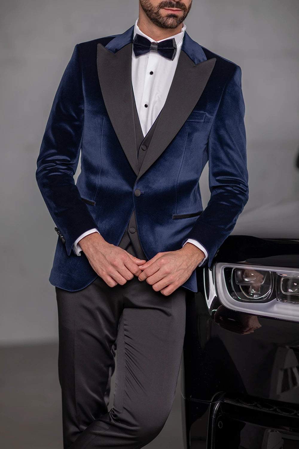Navy Samt Smoking Herren – Eleganter Hochzeits- Galaanzug