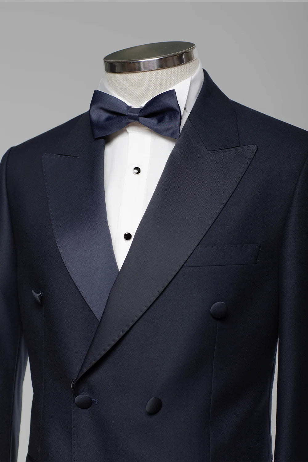 Navy blau Slim Fit Zweireiher Smoking Anzug