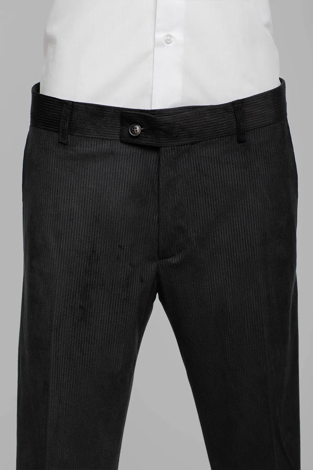 Schwarzer Cord Slim Fit Zweireiher Anzug