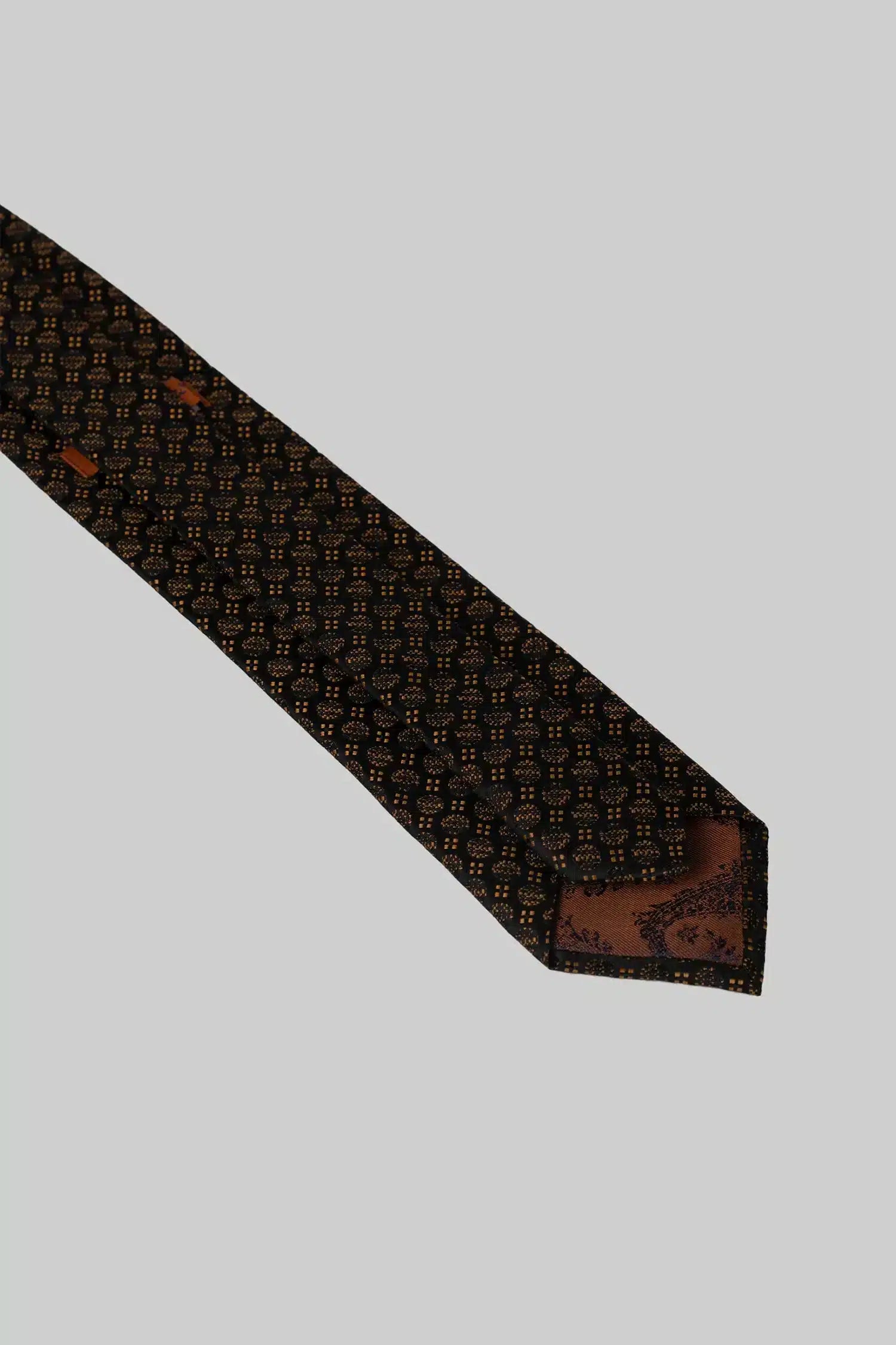 Braune Krawatte und Einstecktuch mit geometrischem Muster aus Mikrofaser