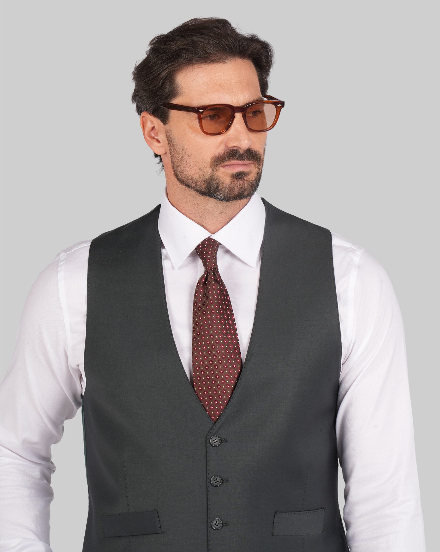 Dunkelgrün Modern Fit Einreihiger Handarbeit