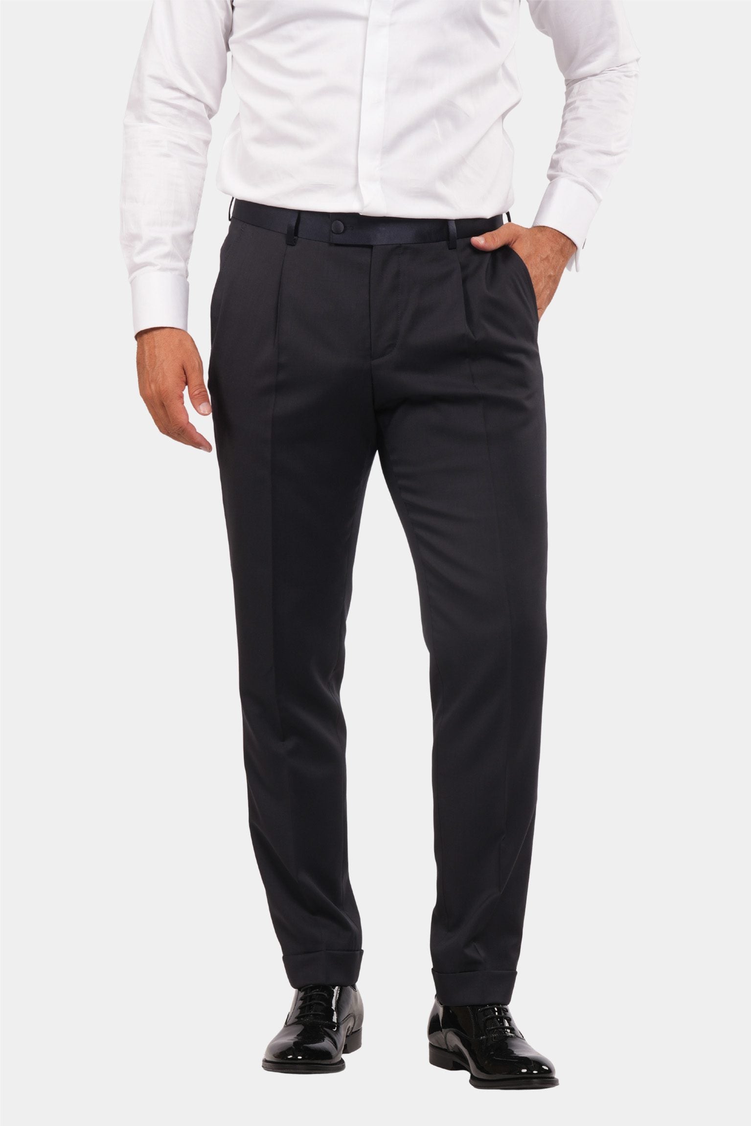Dunkelblauer Slim Fit Einreiher Smoking Anzug