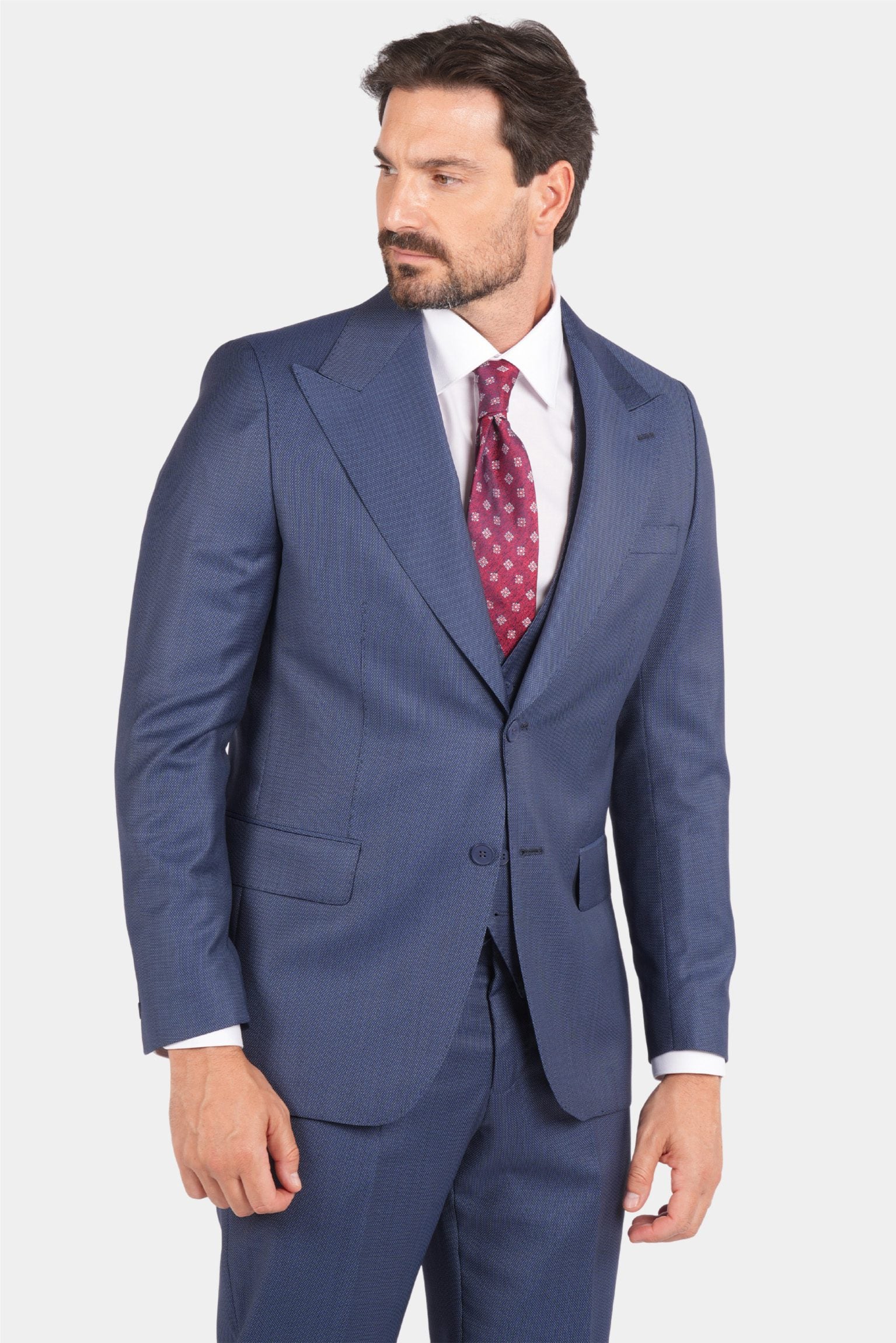 Blue modern fit single-breasted suit