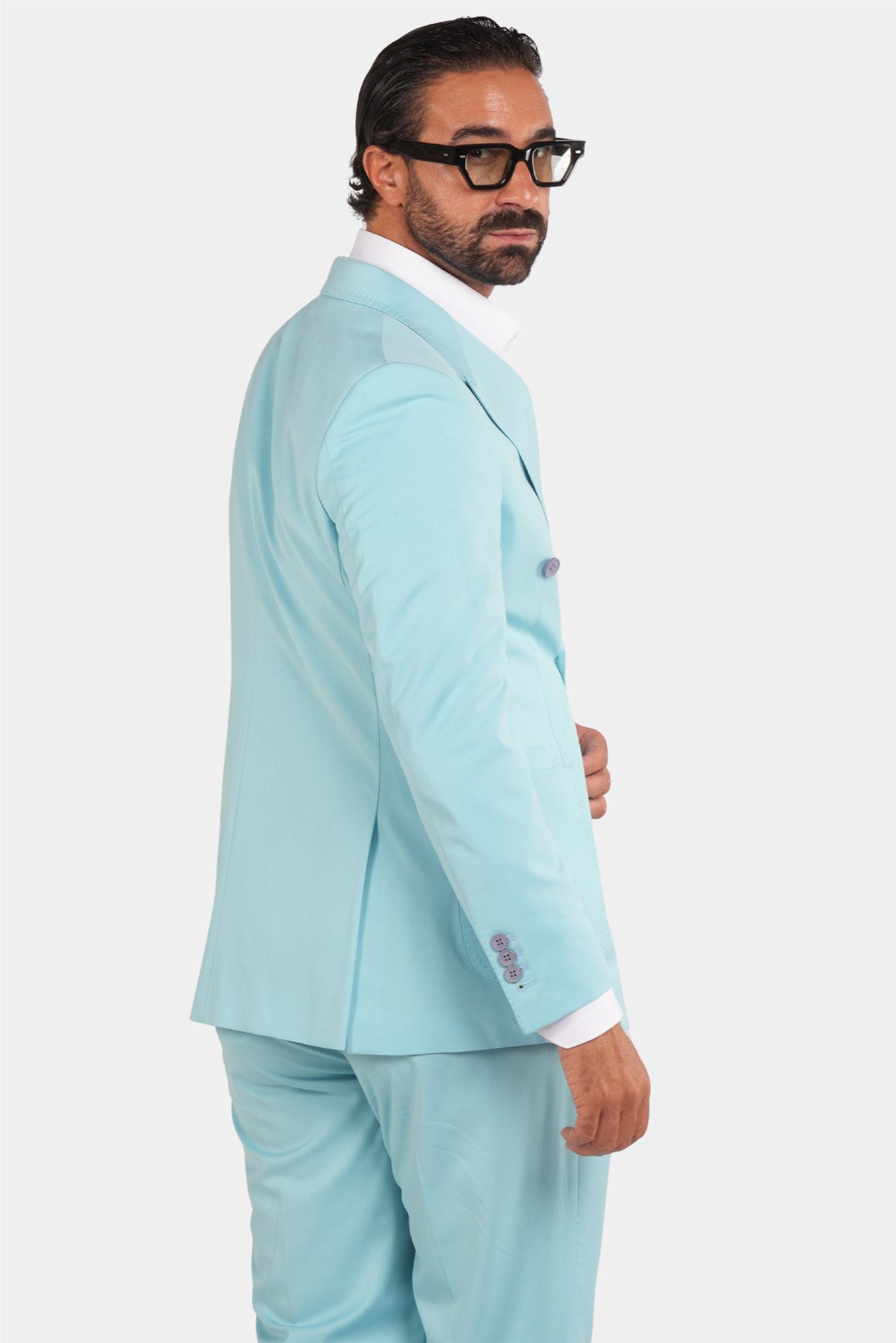 Hellblaue Modern Fit Zweireiher Anzug