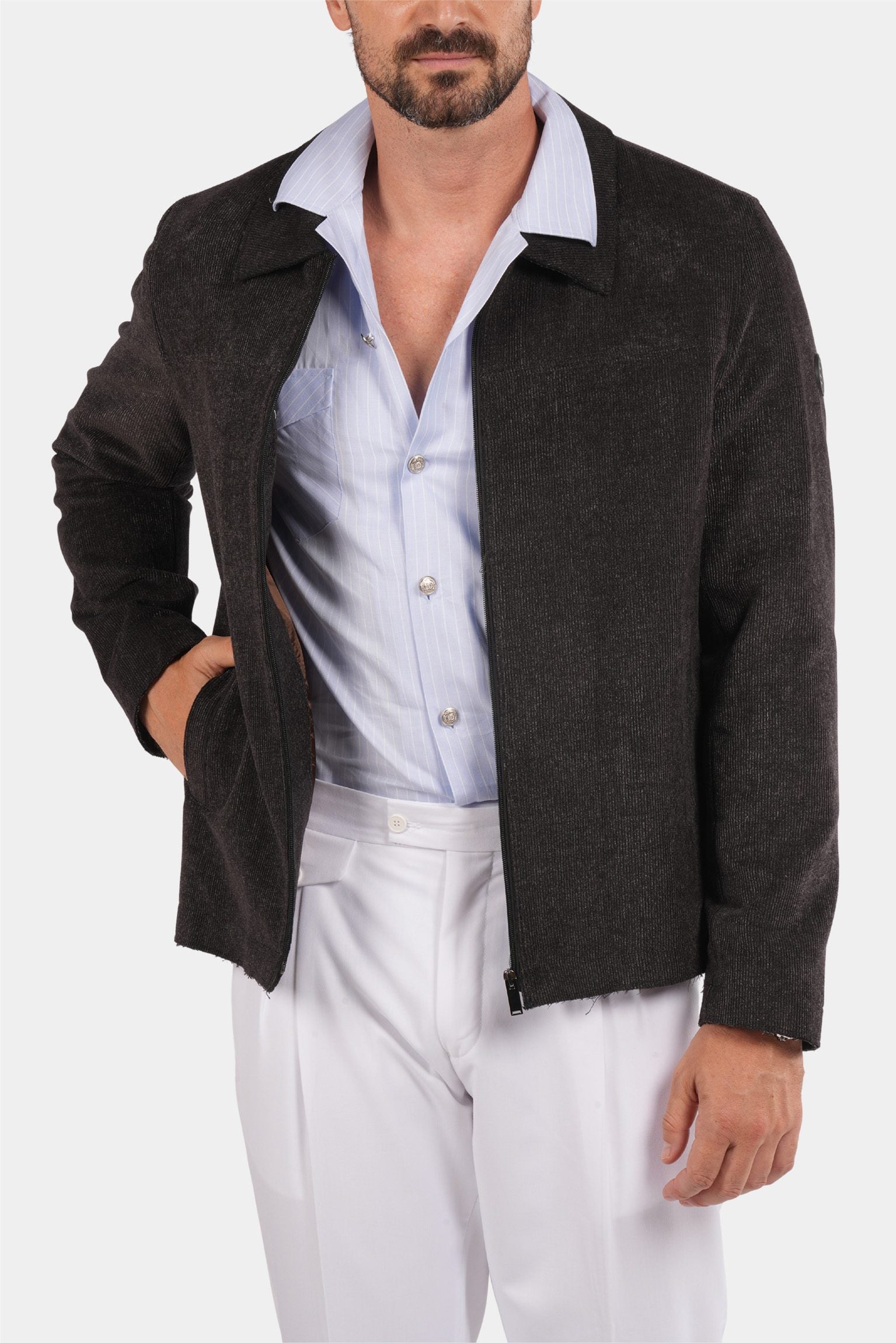 Dunkelgraue italienische Jacke