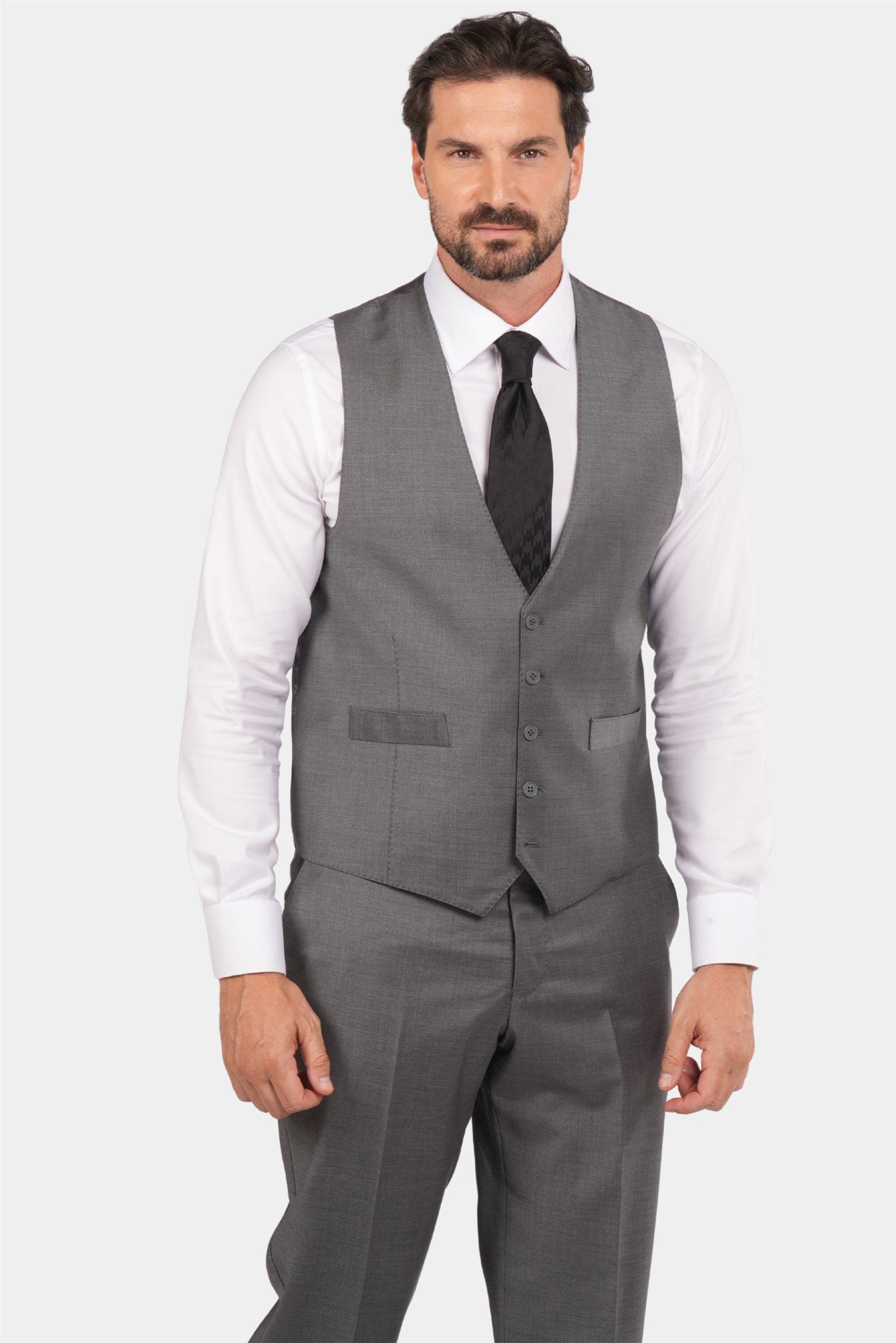 Grauer Modern Fit Einreihiger Handarbeit
