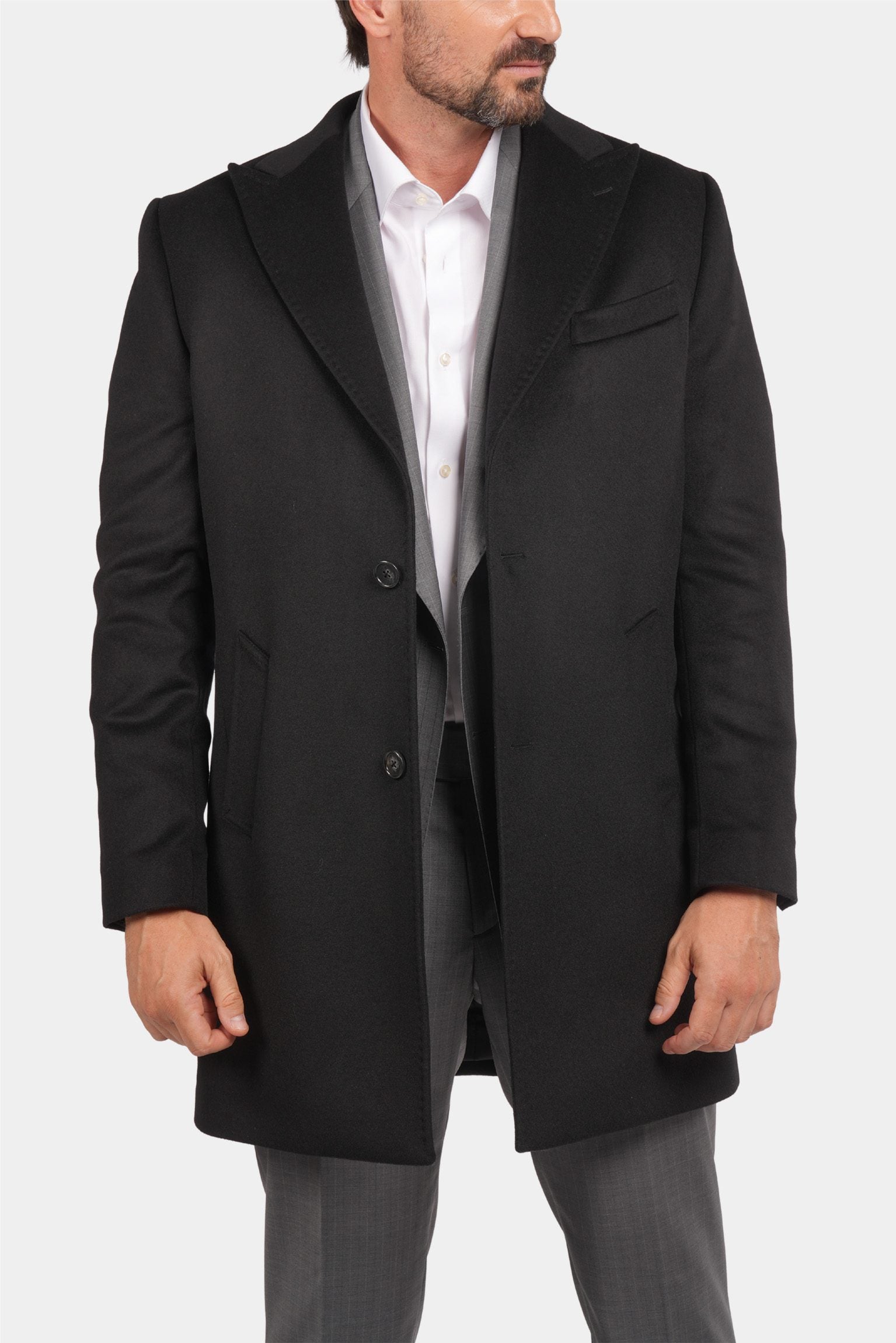 Schwarzer Italienischer Wollmantel
