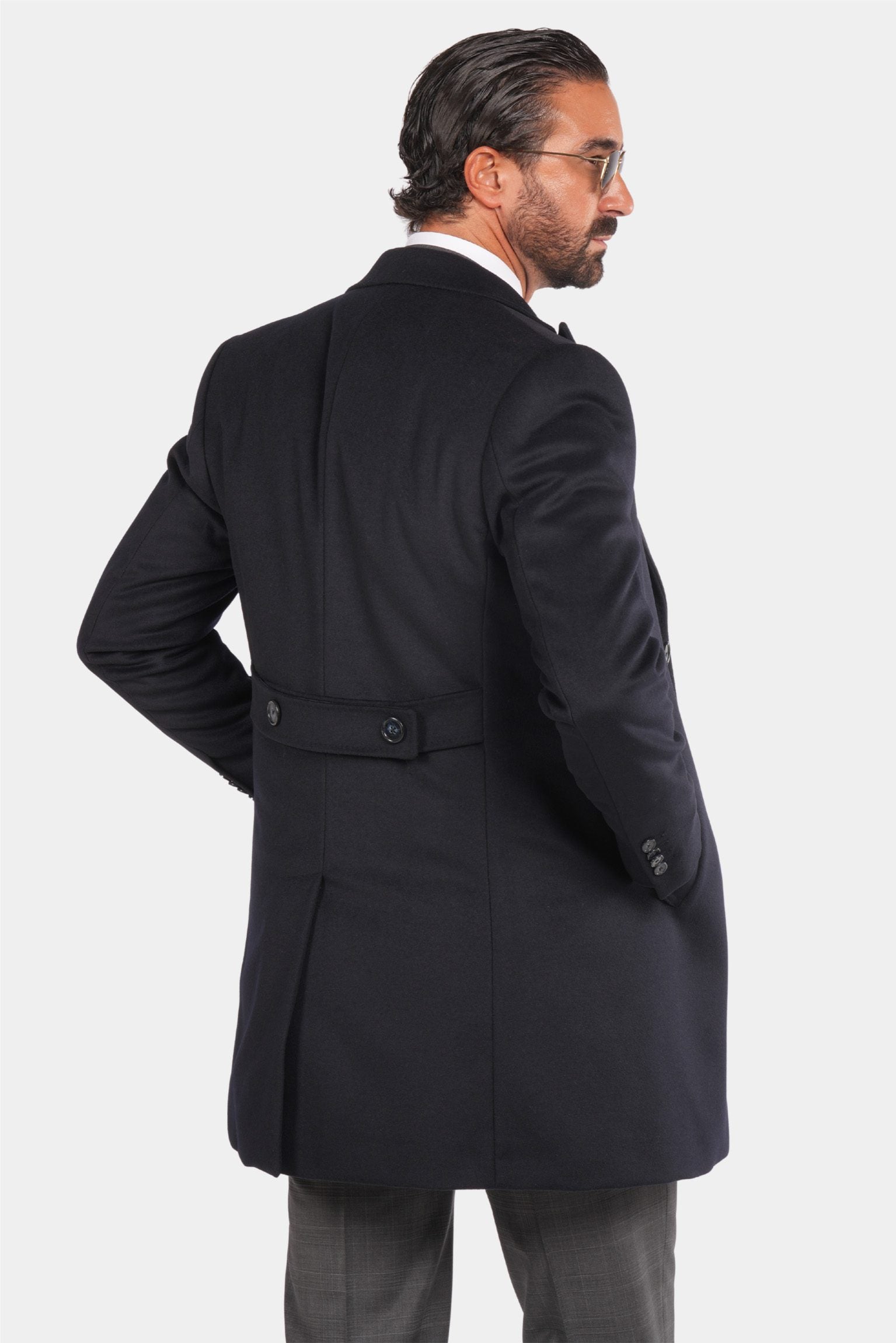 Dunkelblauer Italienischer Wollmantel