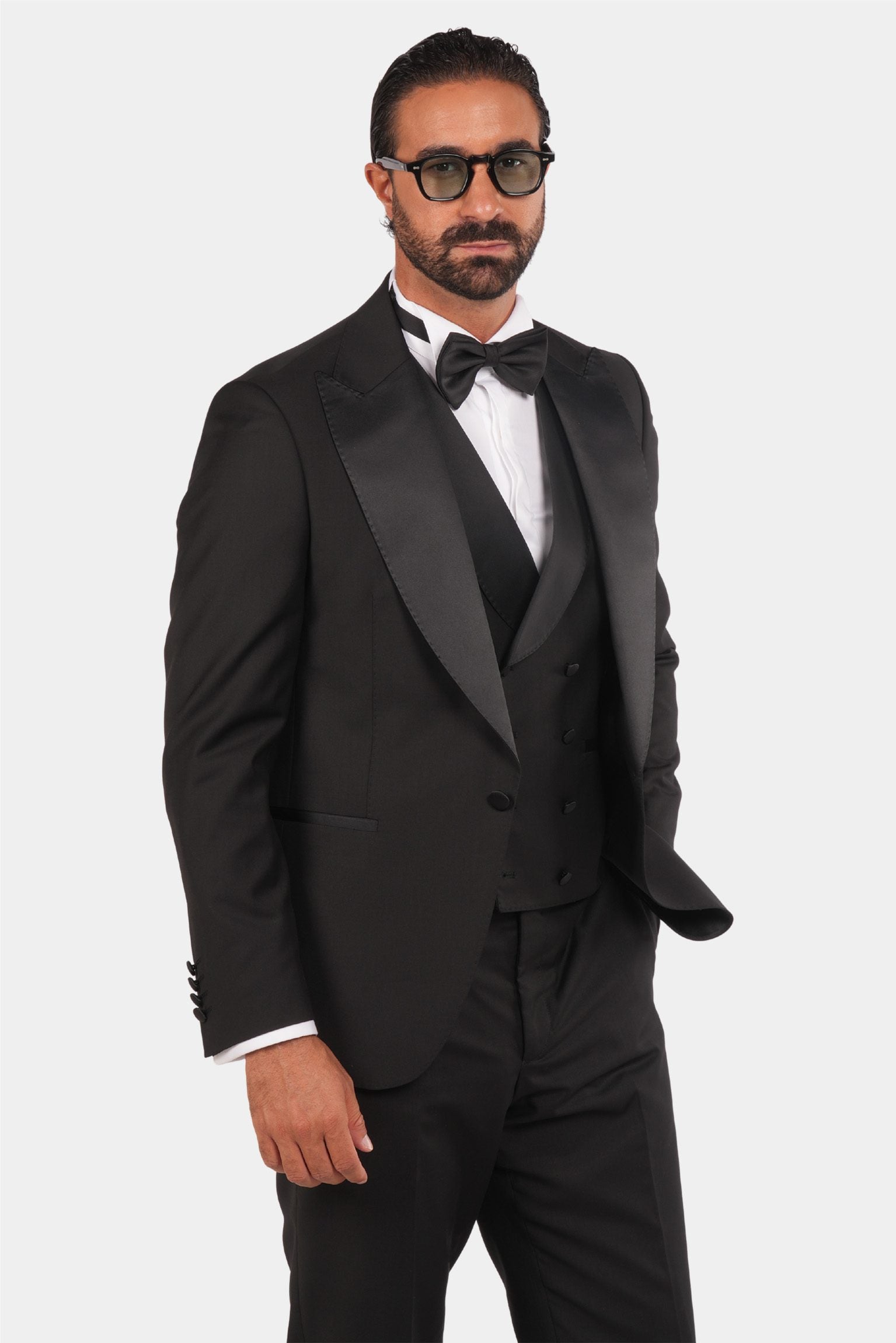 Schwarzer Slim Fit Einreihiger Smokinganzug