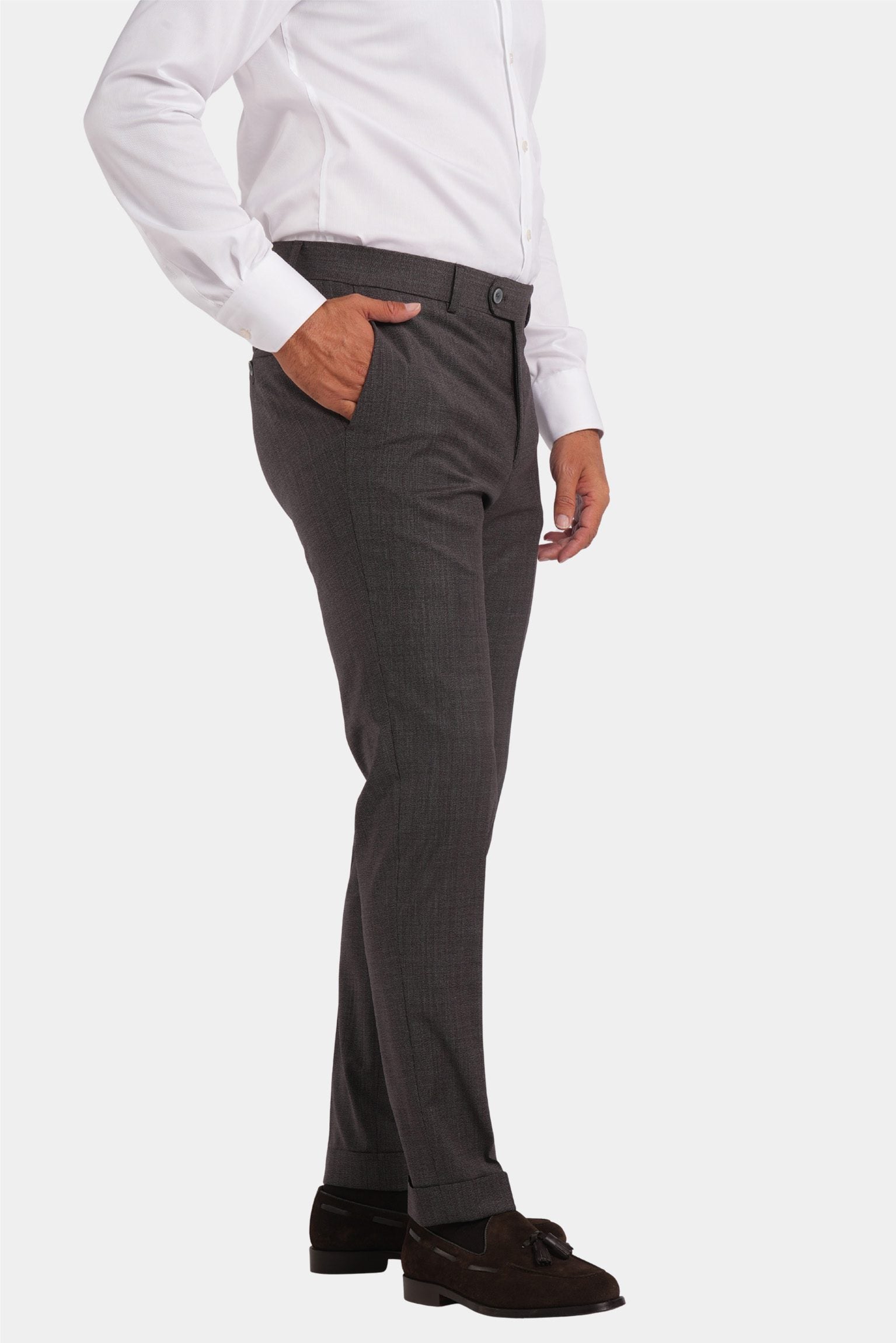 Brauner Zweiteiler-Anzug aus Wolle mit Tailored Fit