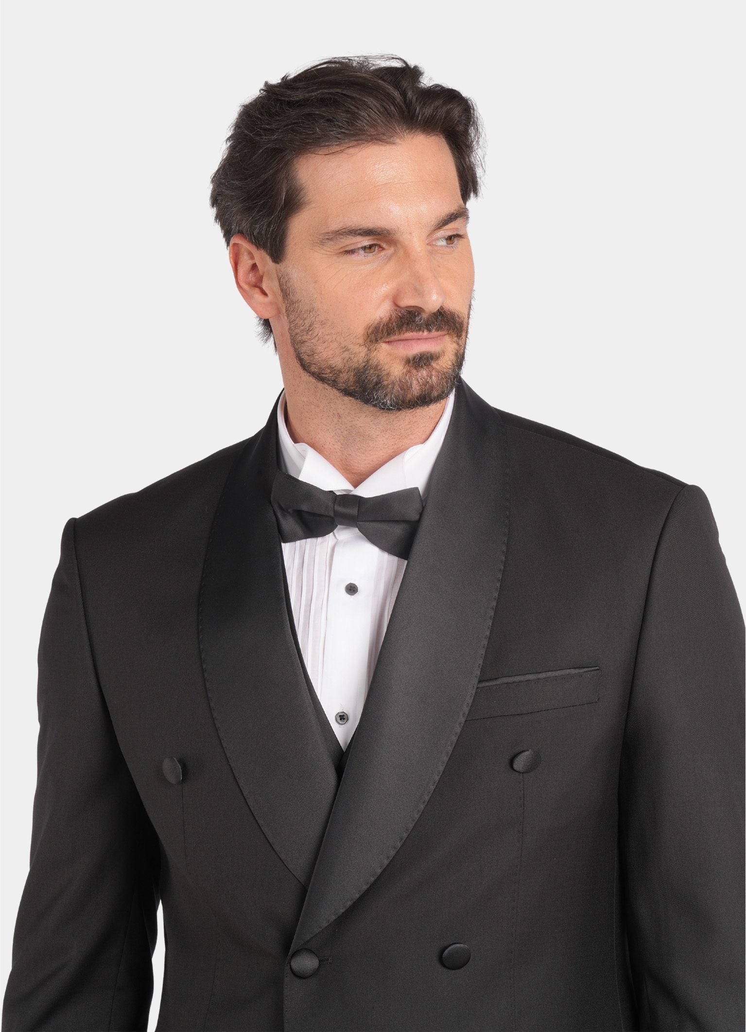 Schwarzer Slim Fit Doppelreihiger Smokinganzug