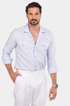 Light blue striped safari shirt