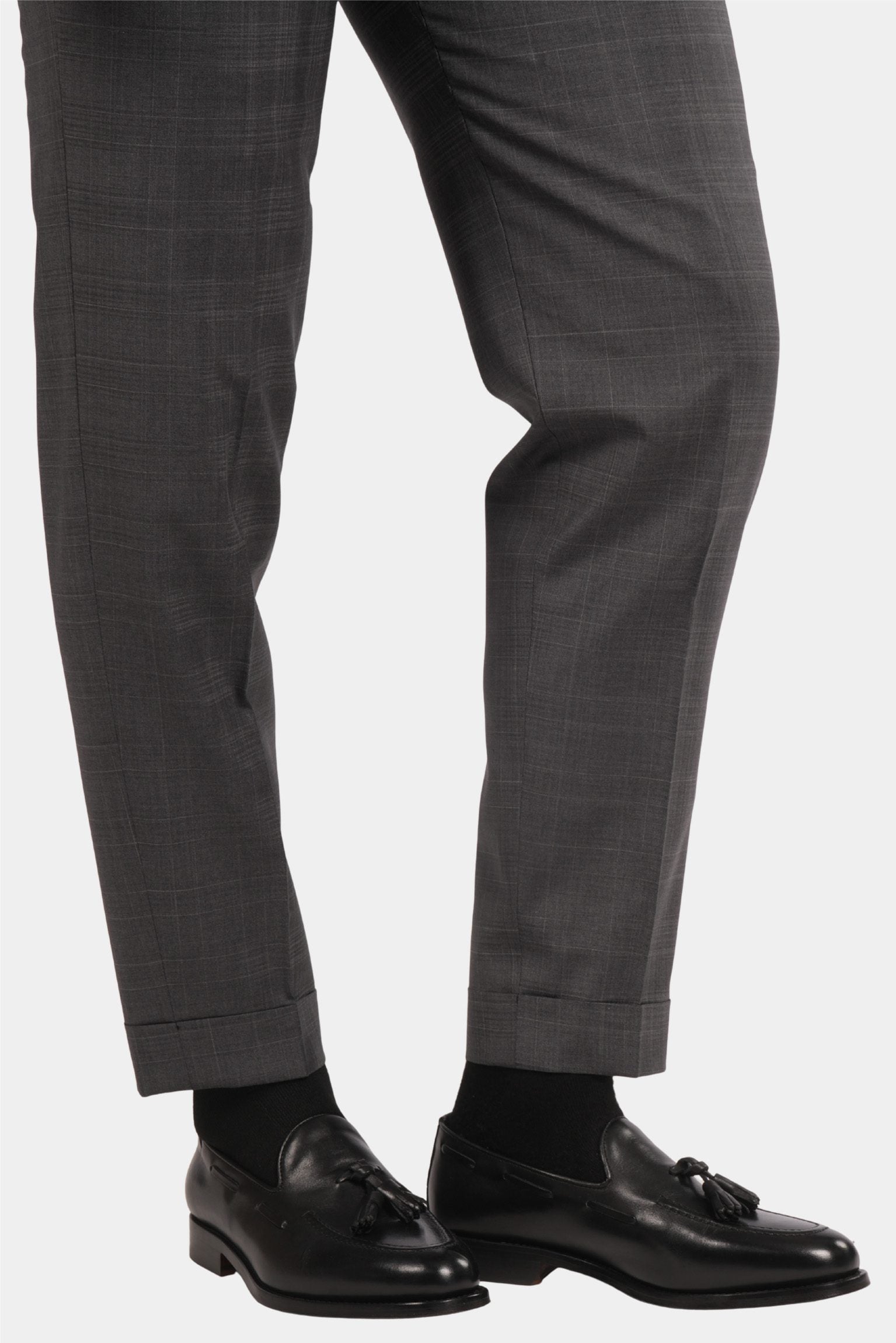 Grauer karierter Anzug Modern Fit Einreiher