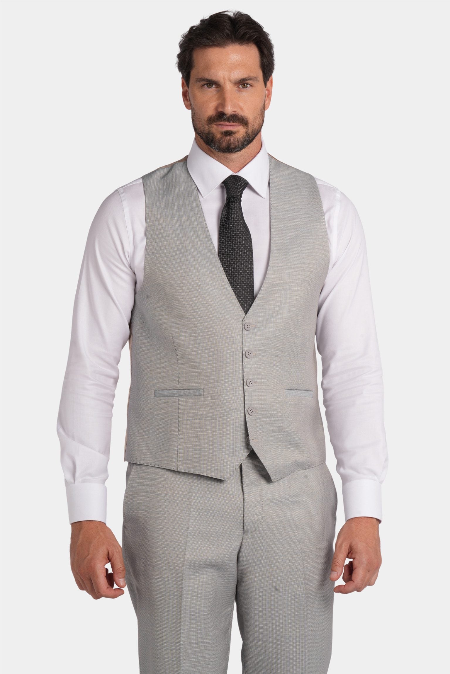 Hellgrau Modern Fit Einreihiger Anzug