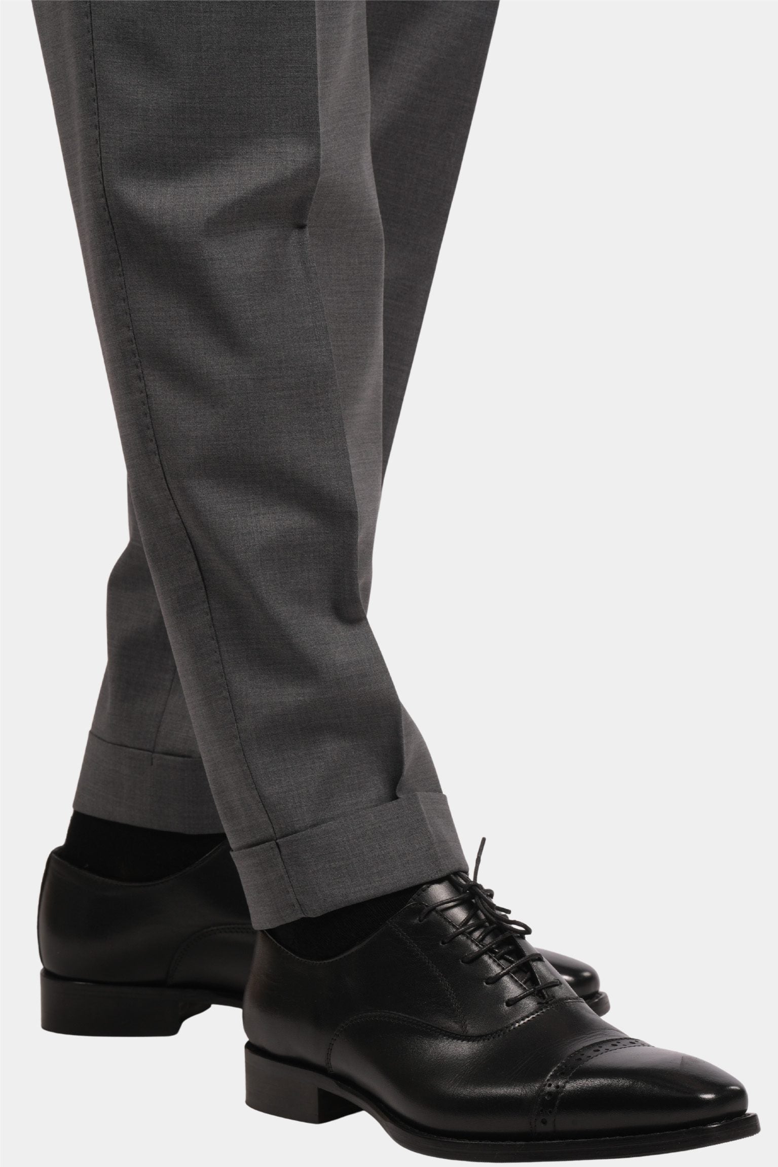 Grauer Modern Fit Einreihiger Handarbeit