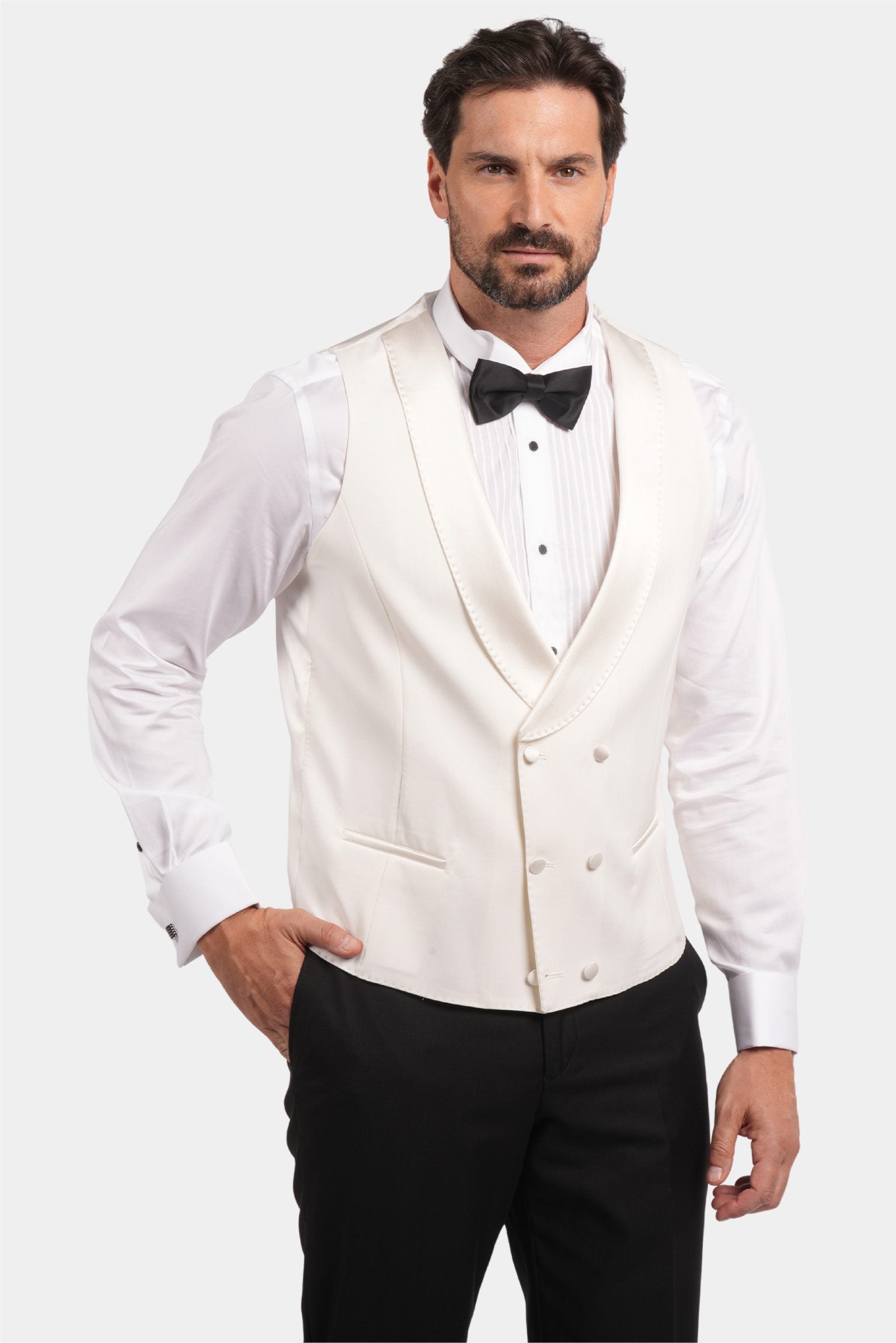 Elfenbein Slim Fit Einreihiger Smokinganzug