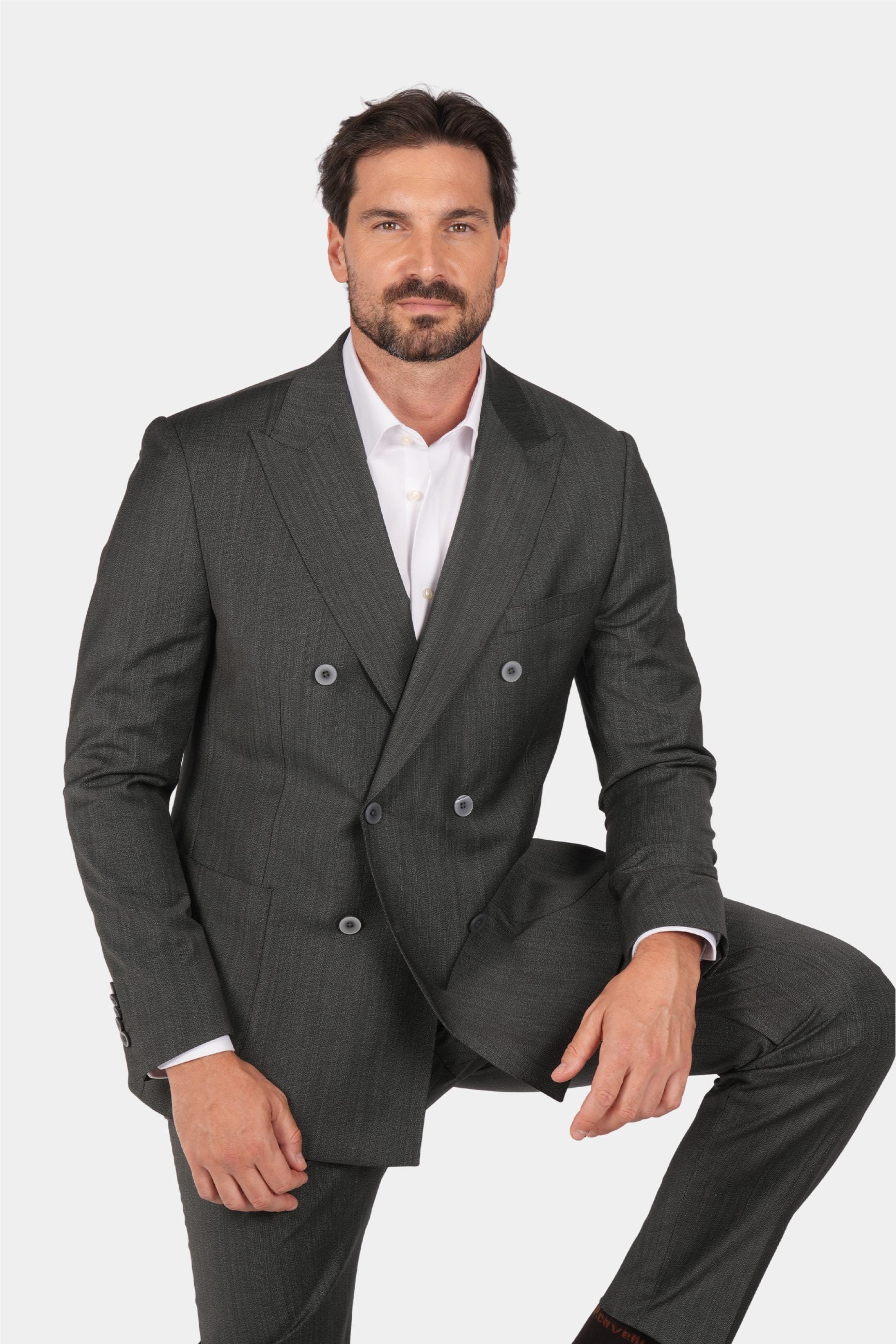 Dunkelgrüner Zweiteiliger Woll-Anzug mit Tailored Fit