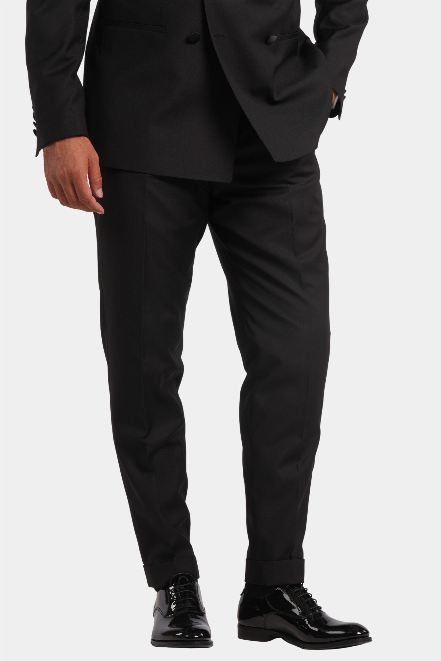 Schwarzer Slim Fit Doppelreihiger Smokinganzug