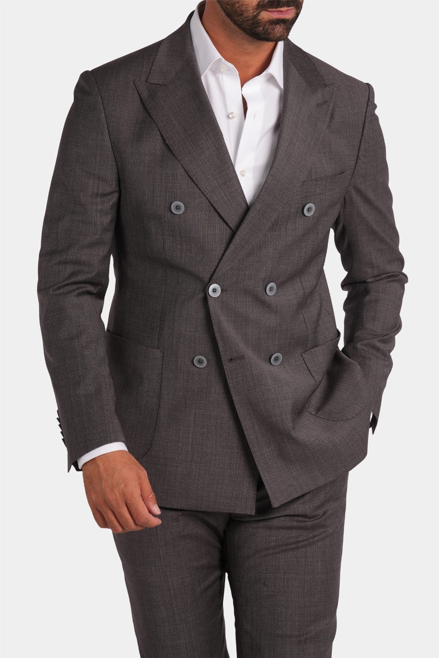 Brauner Zweiteiler-Anzug aus Wolle mit Tailored Fit