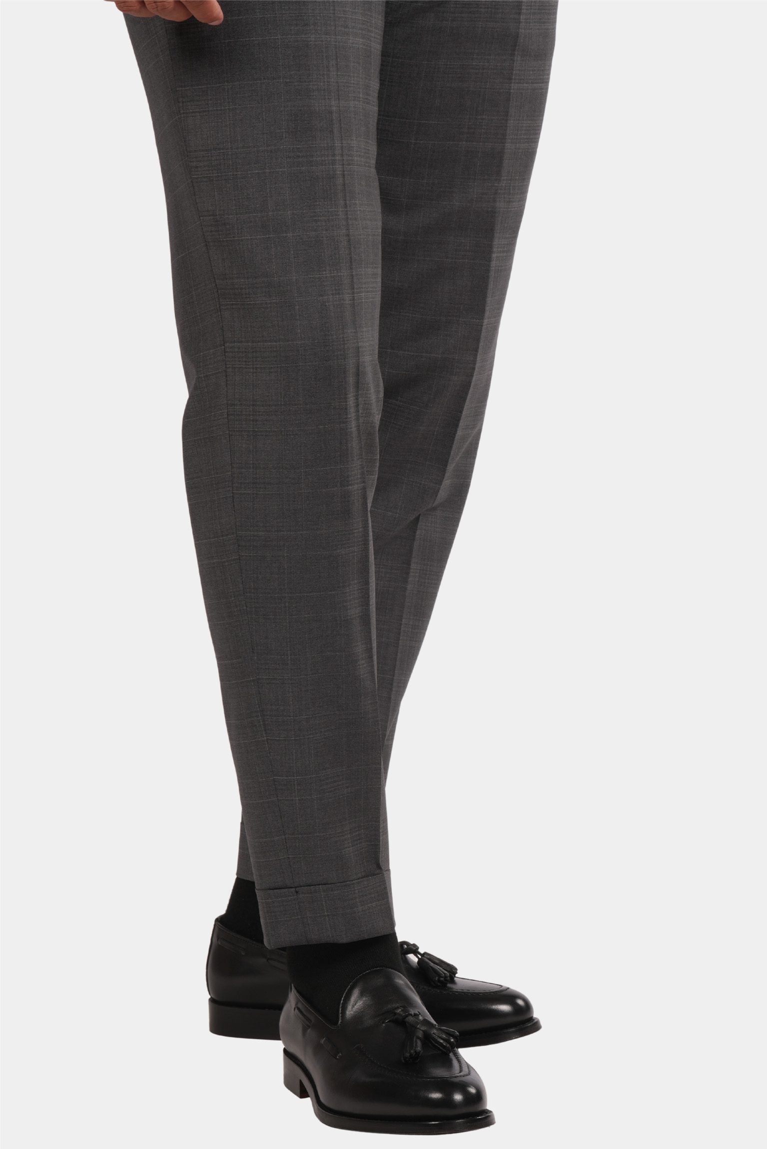 Grauer karierter Anzug Modern Fit Einreiher