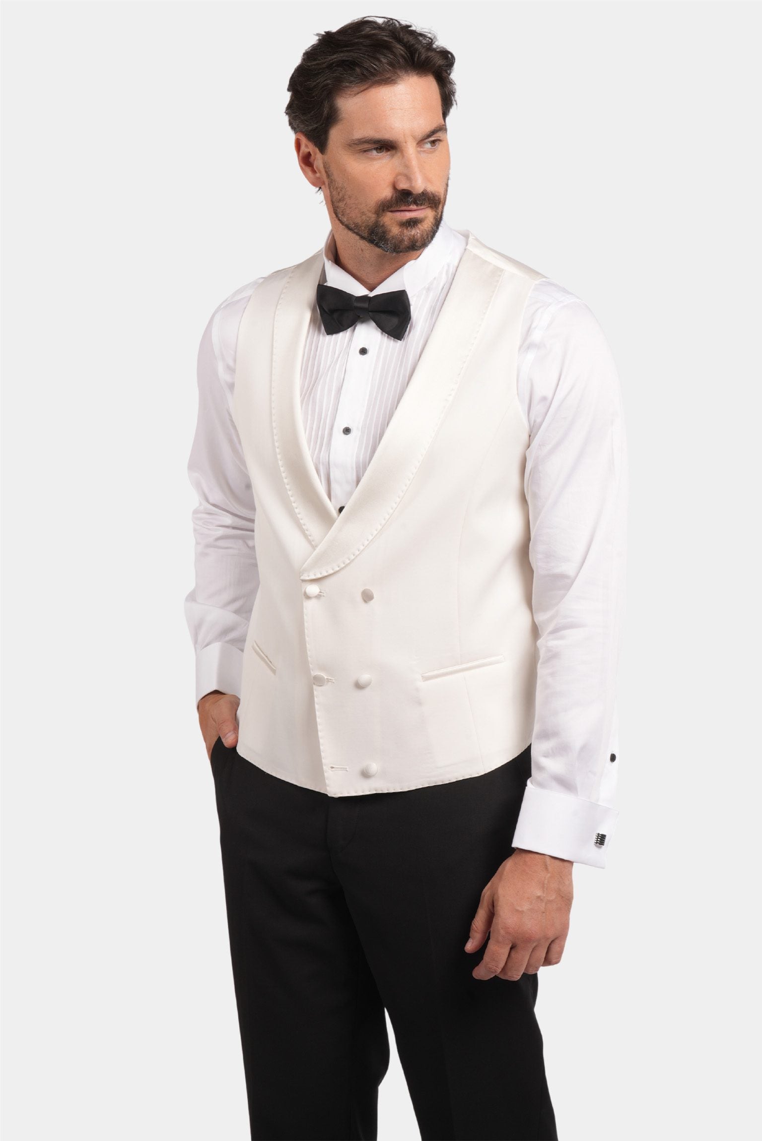 Elfenbein Slim Fit Einreihiger Smokinganzug