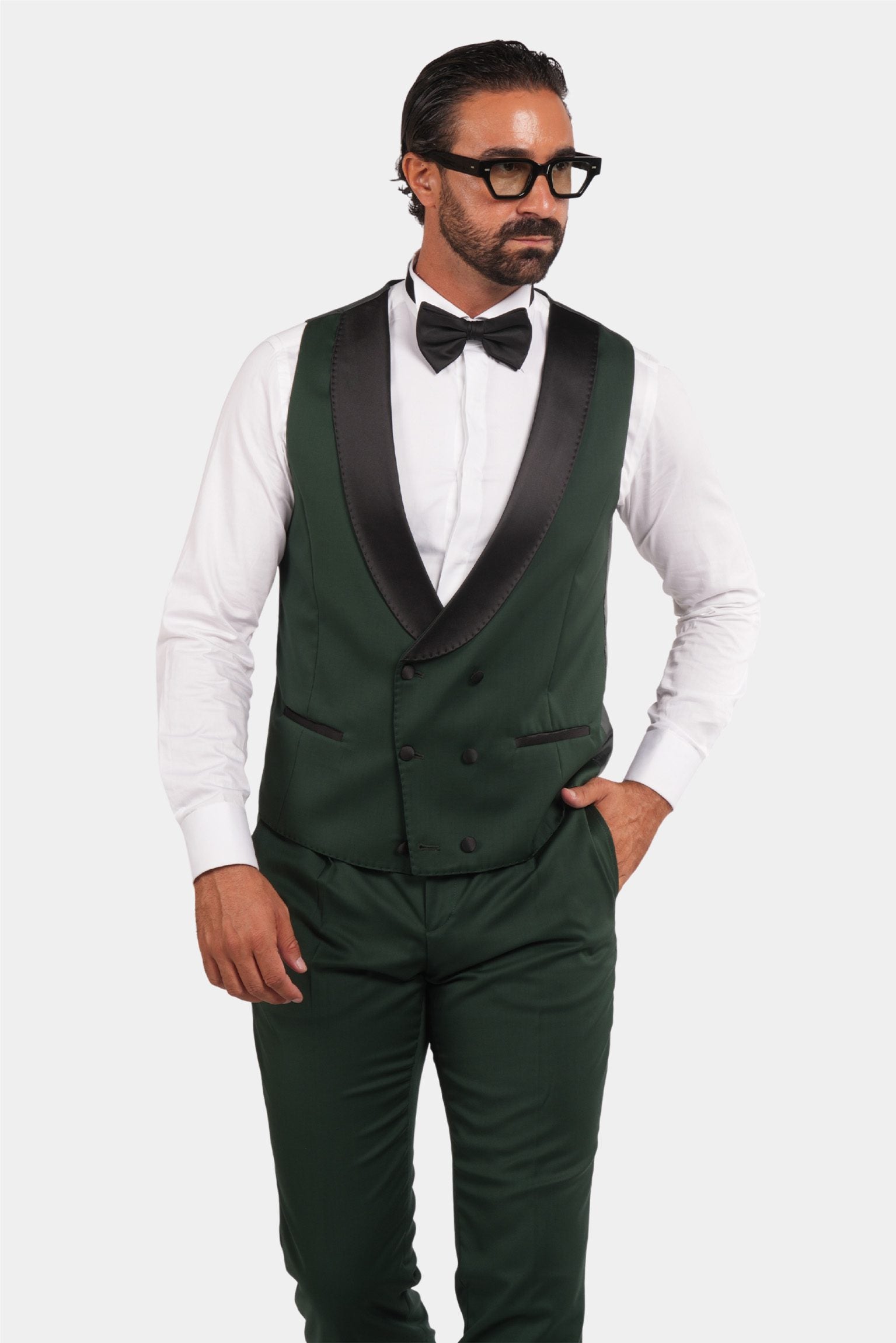 Grüner Slim Fit Doppelreihiger Smokinganzug