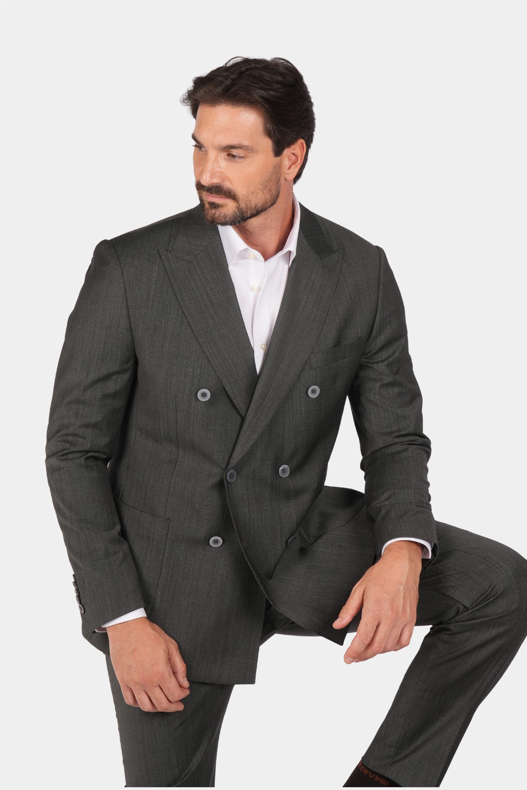 Dunkelgrüner Zweiteiliger Woll-Anzug mit Tailored Fit