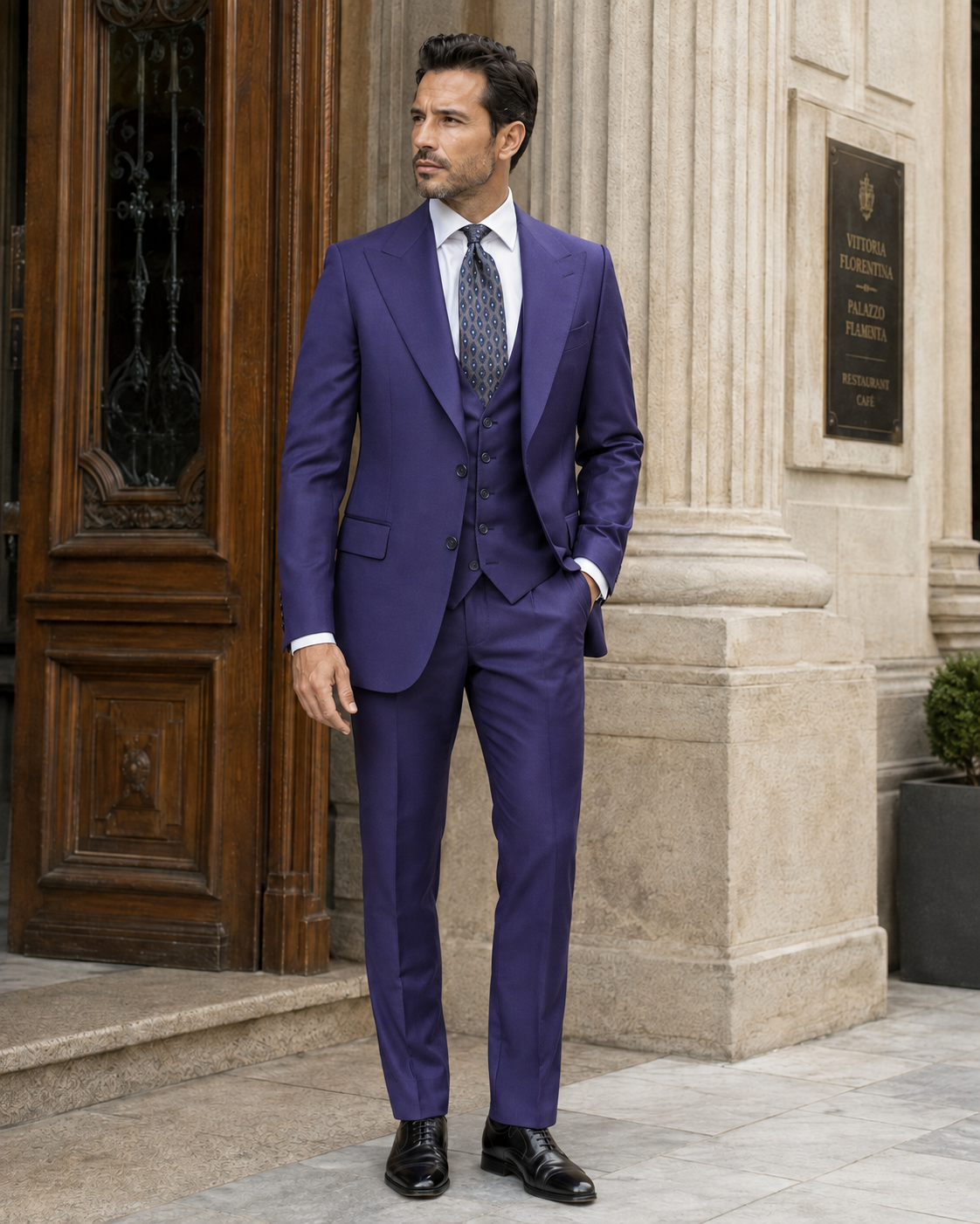 Indigoblauer Slim-Fit-Dreiteiler aus Cerruti Super-160s-Wolle
