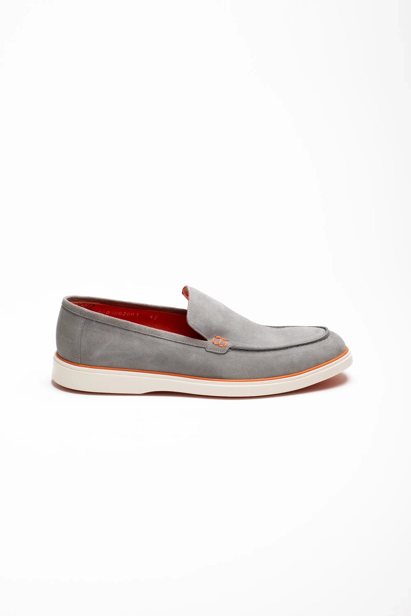 Grauer Loafer-Schuh aus weichem Wildleder