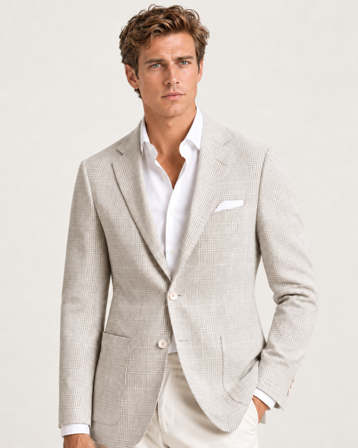 Beiger Einreiher-Blazer aus Leinen