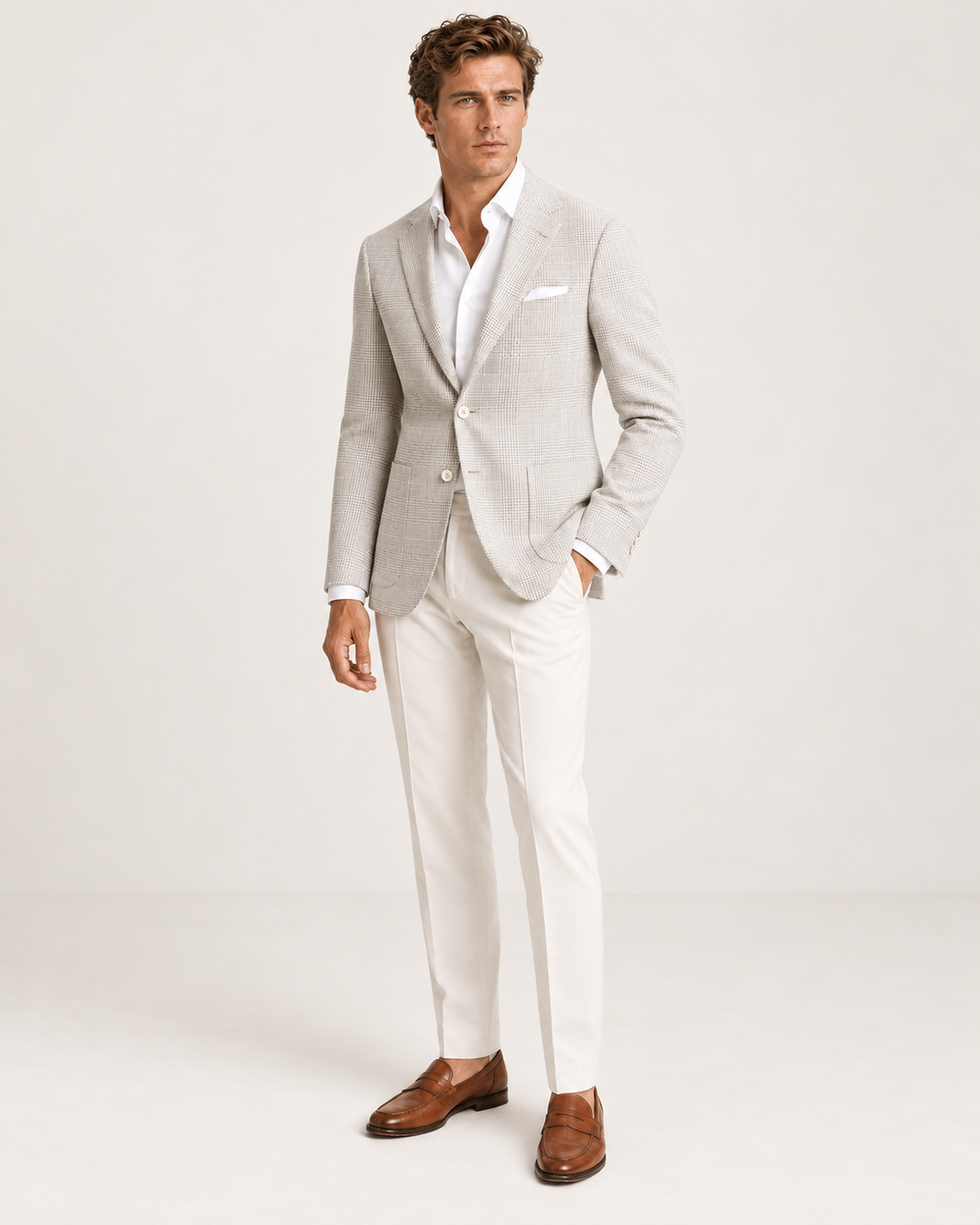 Beiger Einreiher-Blazer aus Leinen
