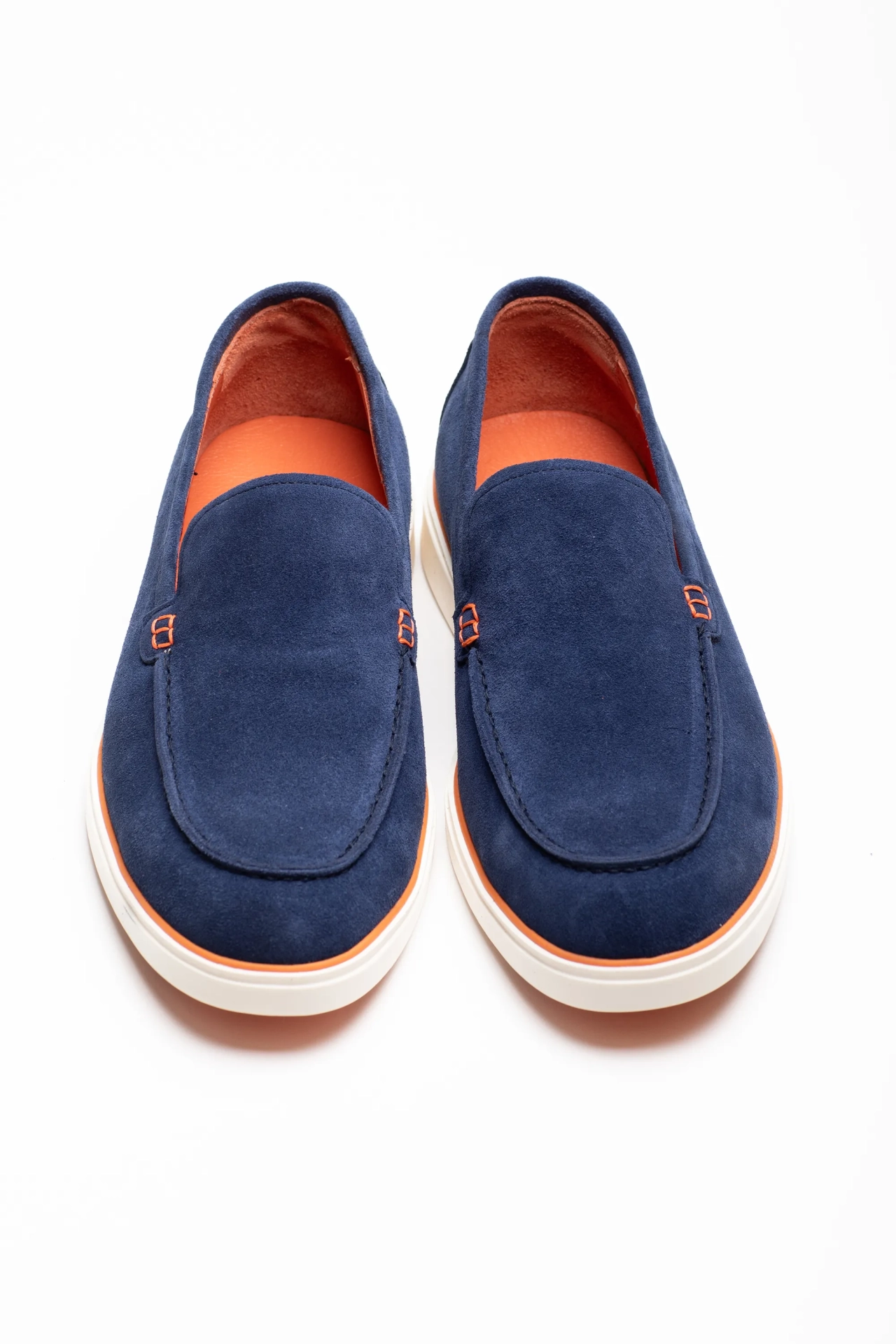 Blue loafer shoe made of soft suede