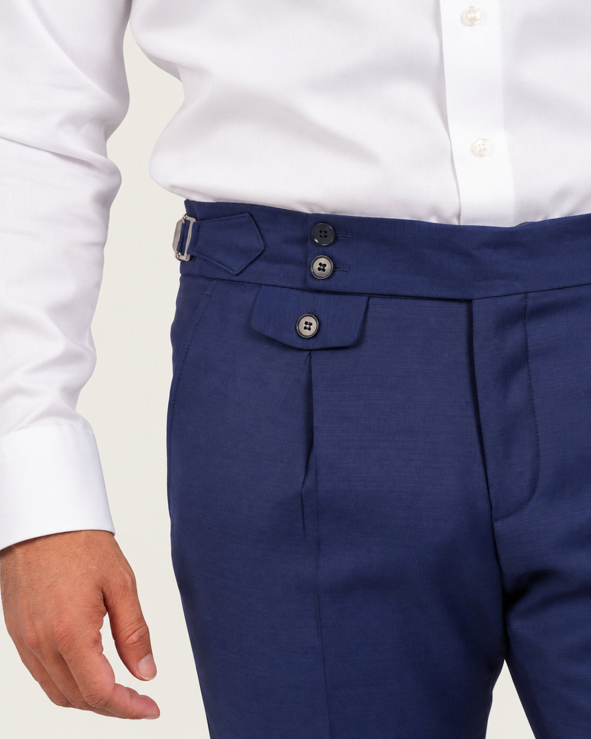 Blue slim-fit double-breasted wool suit