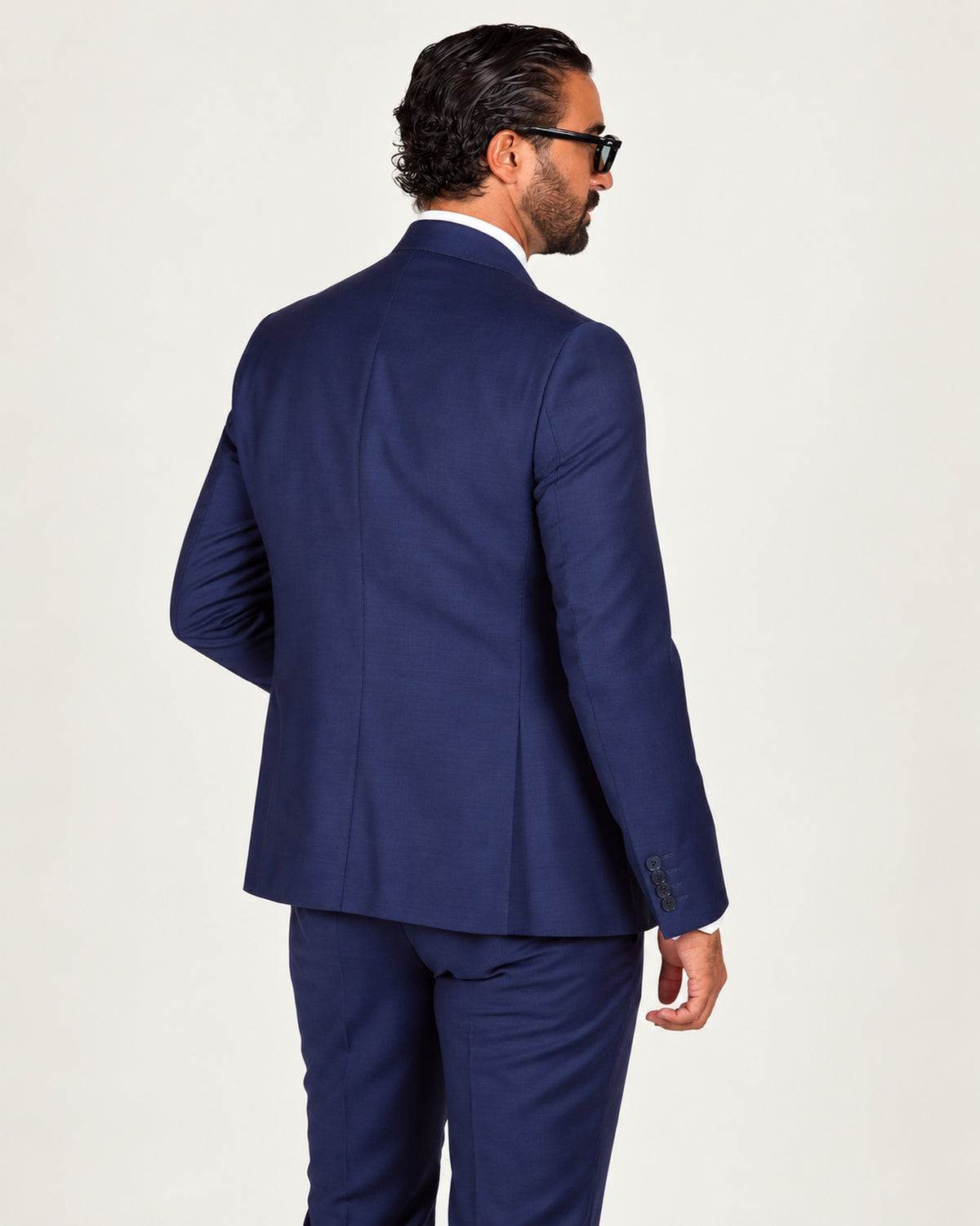 Blue slim-fit double-breasted wool suit