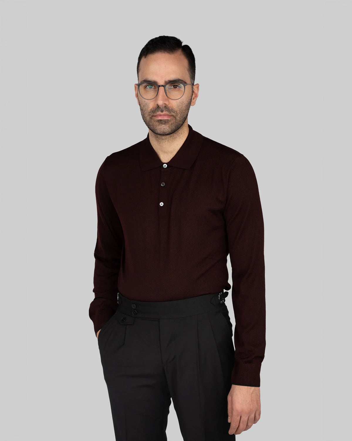 Bordeaux italienischer Woll-Acryl-Pullover
