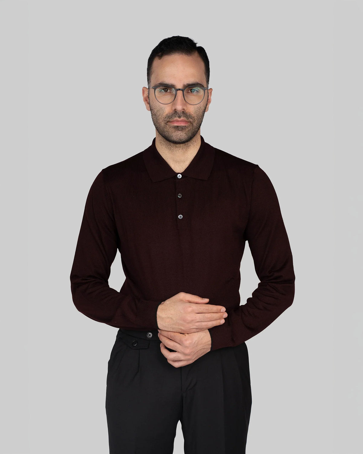 Bordeaux italienischer Woll-Acryl-Pullover
