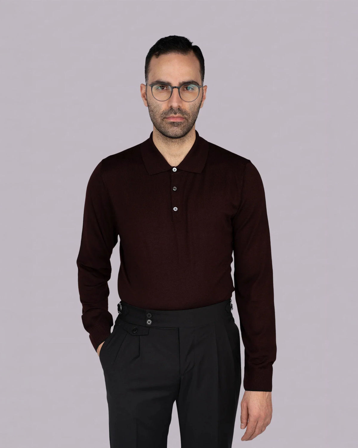 Bordeaux italienischer Woll-Acryl-Pullover