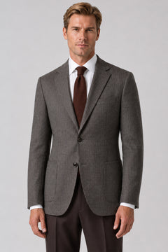 Braun gemustert Slim Fit Single Breasted Sakko