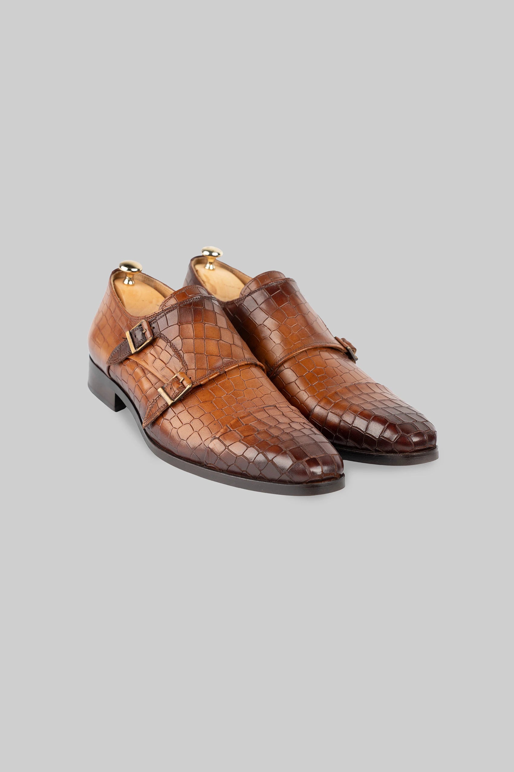 Brauner Leder Doppel-Monkstrap